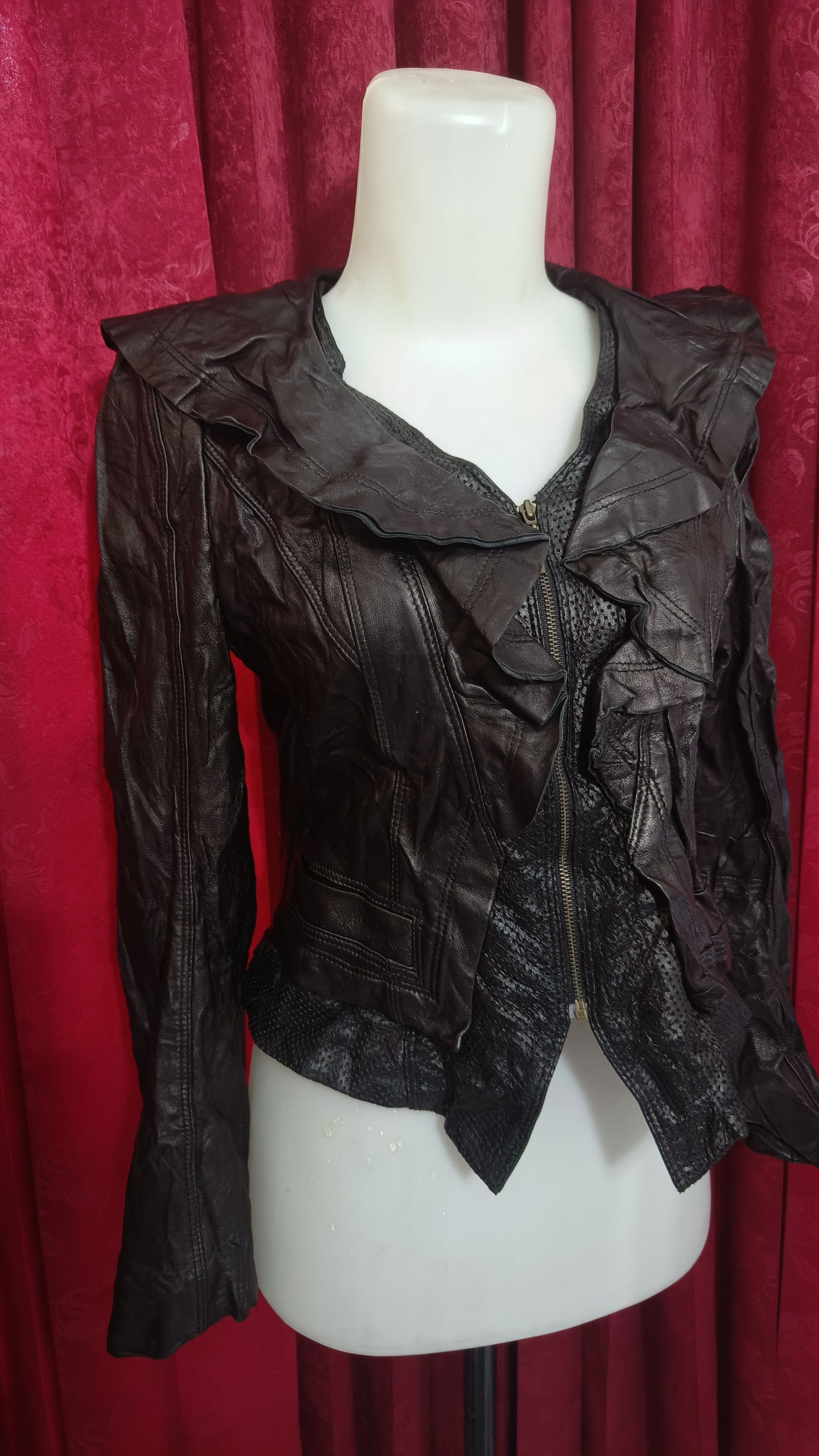 Vintage Vintage Y2K DOHO Women's Sheepskin Crumpled Leather Jacket Size S / US 4 / IT 40 - 6 Thumbnail