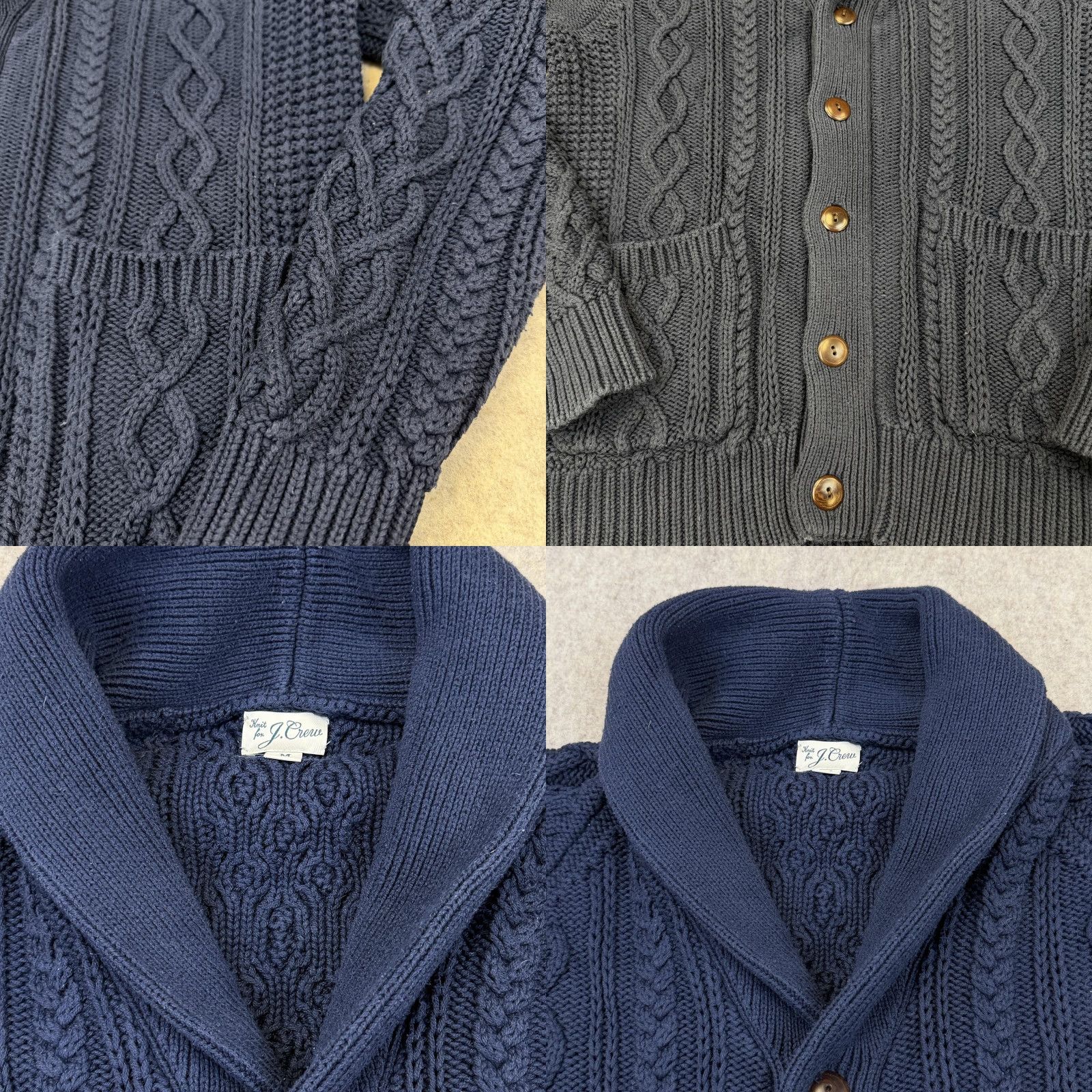 J.Crew Cable Knit 3-D Shawl Sweater Chunky Men's Medium J. Crew BA280 Cable Knit 3-D Shawl Sweater Cardigan with Pockets Blue M Men Size US M / EU 48-50 / 2 - 8 Thumbnail