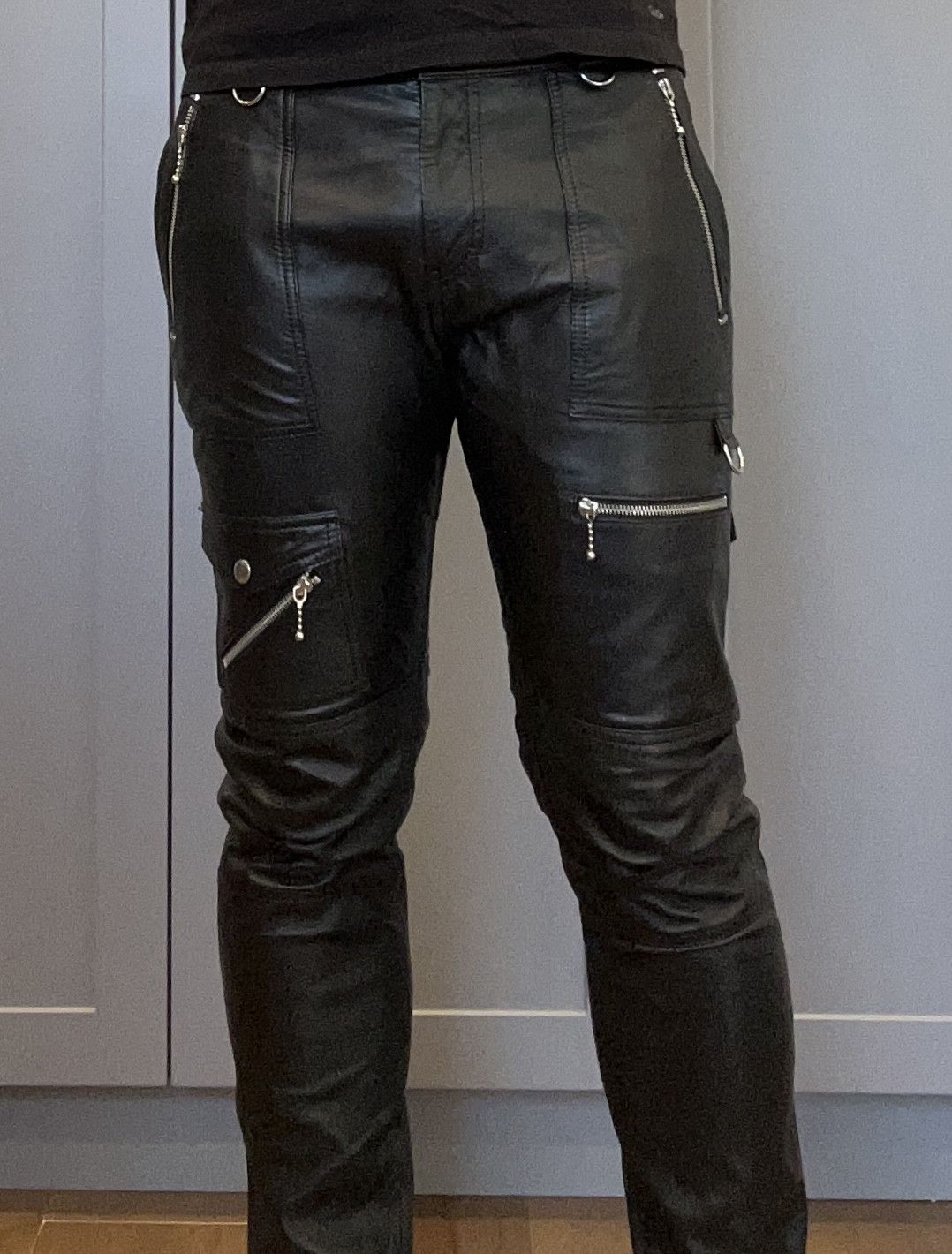 image of Diesel Genuine Lamb Skin Pants in Black, Men's (Size 33)