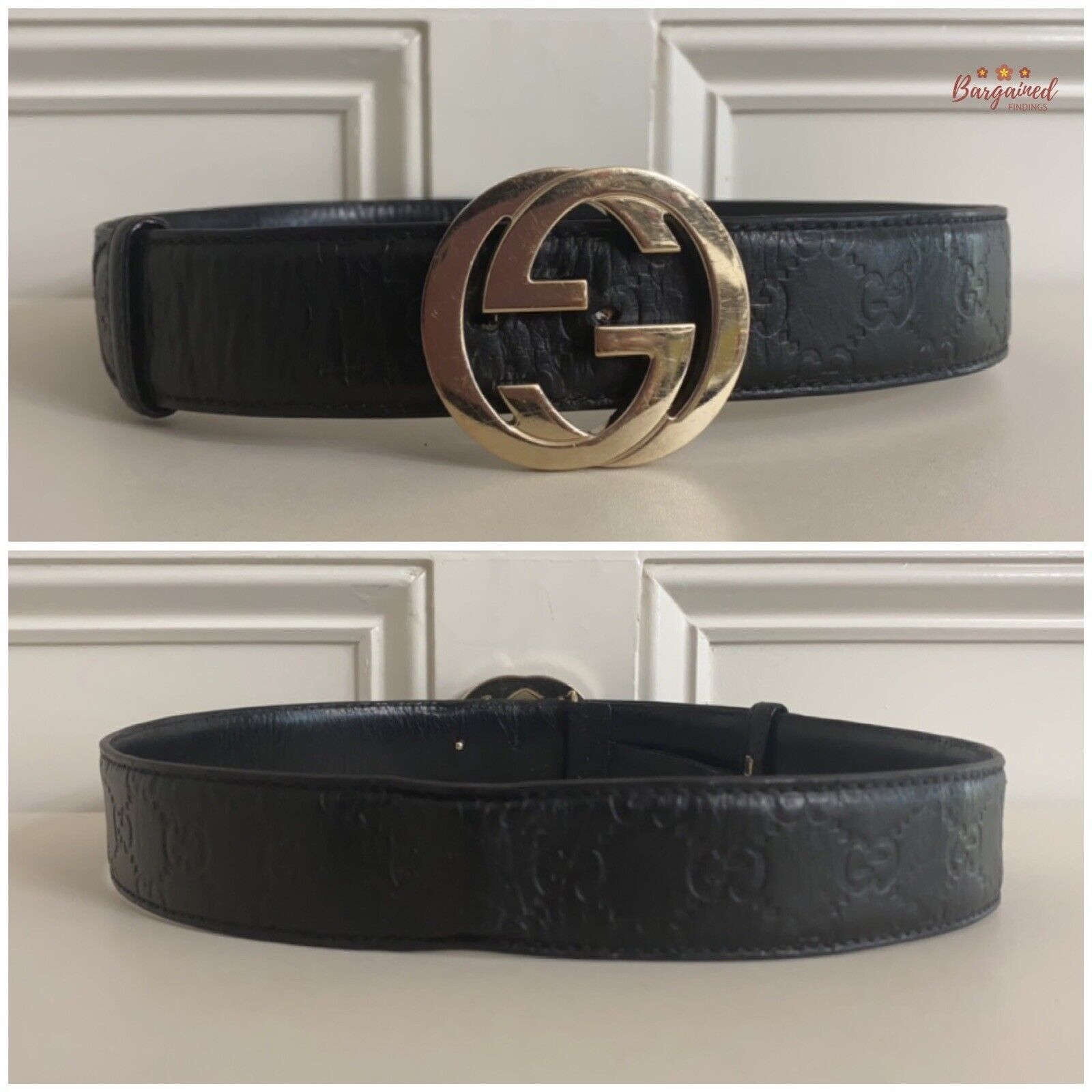 Gucci Gucci Black Guccissima Leather Gold G Buckle Belt Size 28 - 7 Thumbnail