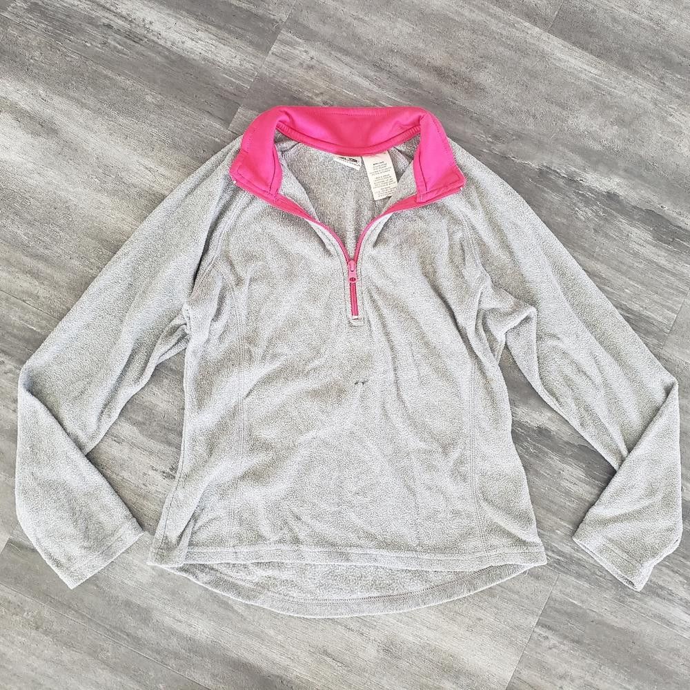 Athletic Works Grey Pink Detailed AW Fleece Pullover Size S / US 4 / IT 40 - 1 Thumbnail