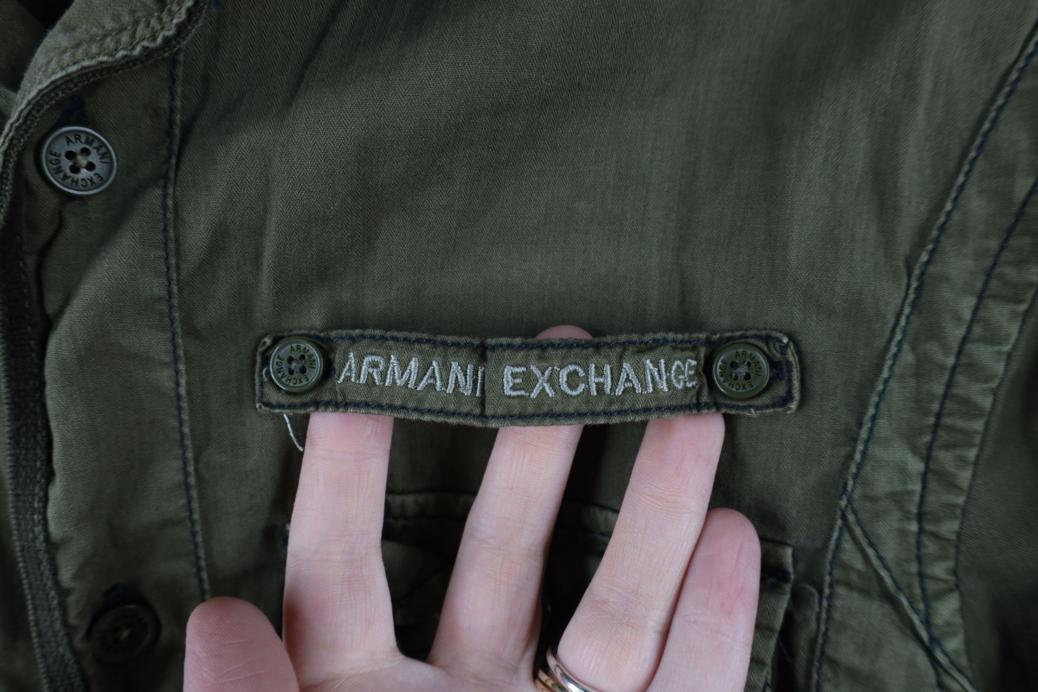 Armani Exchange × Vintage Armani Exchange Out Military Style Field Button Shirt Green Size US XS / EU 42 / 0 - 5 Thumbnail