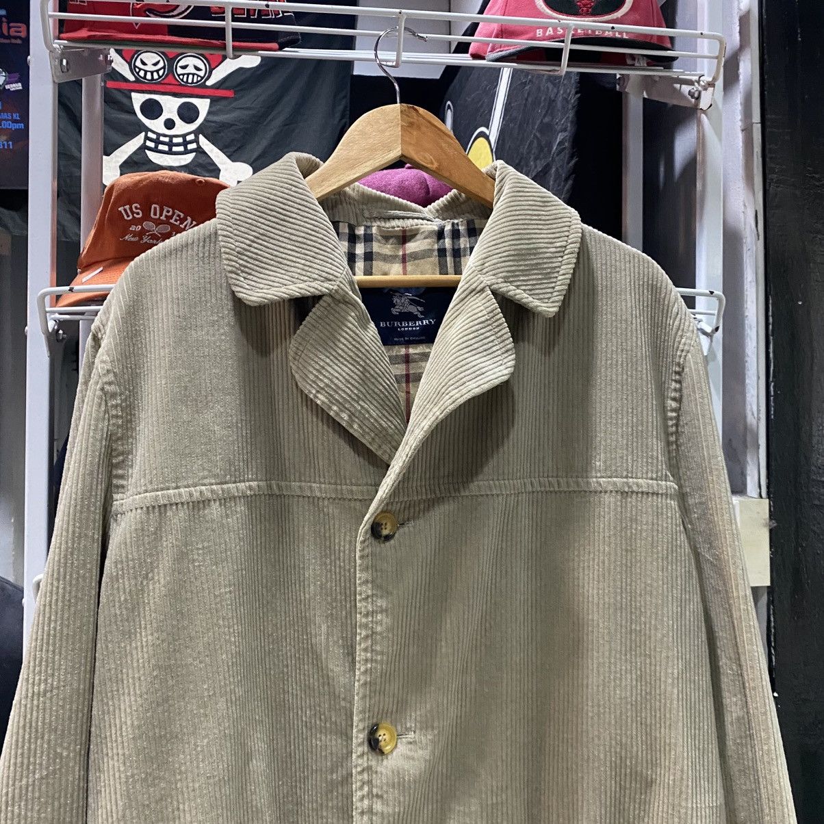 Burberry × Vintage VTG Burberry London Corduroy Open Collar Button Coat Jackets Size US XL / EU 56 / 4 - 4 Thumbnail