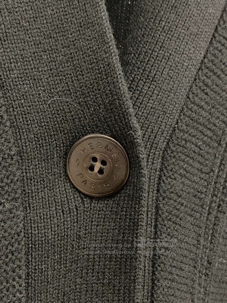 Hermes Hermes Black textured wool long knitted cardigan Size XXS / US 00 / IT 34 - 2 Thumbnail