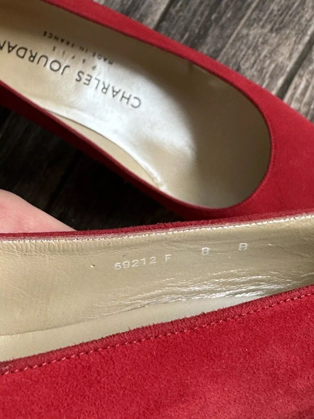 Charles Jourdan Vintage Charles Jourdan Paris Red Heels Suede Leather Shoes Size US 8 / IT 38 - 10 Thumbnail