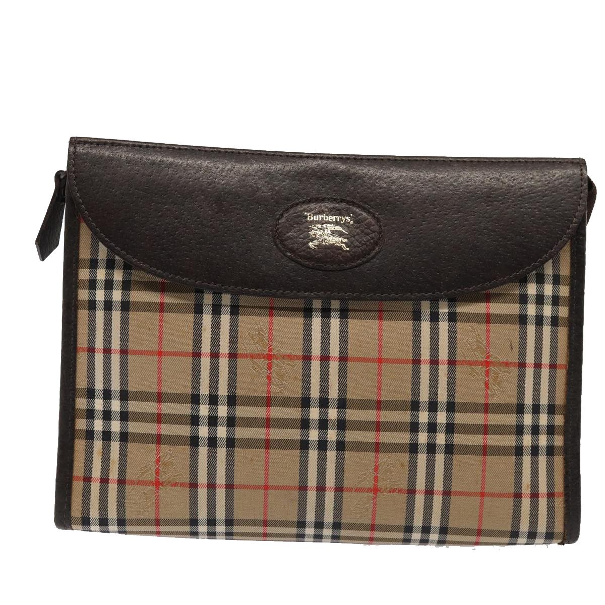 Burberry Nova Check Beige Canvas Clutch Bag (Pre-Owned) Size ONE SIZE - 1 Thumbnail