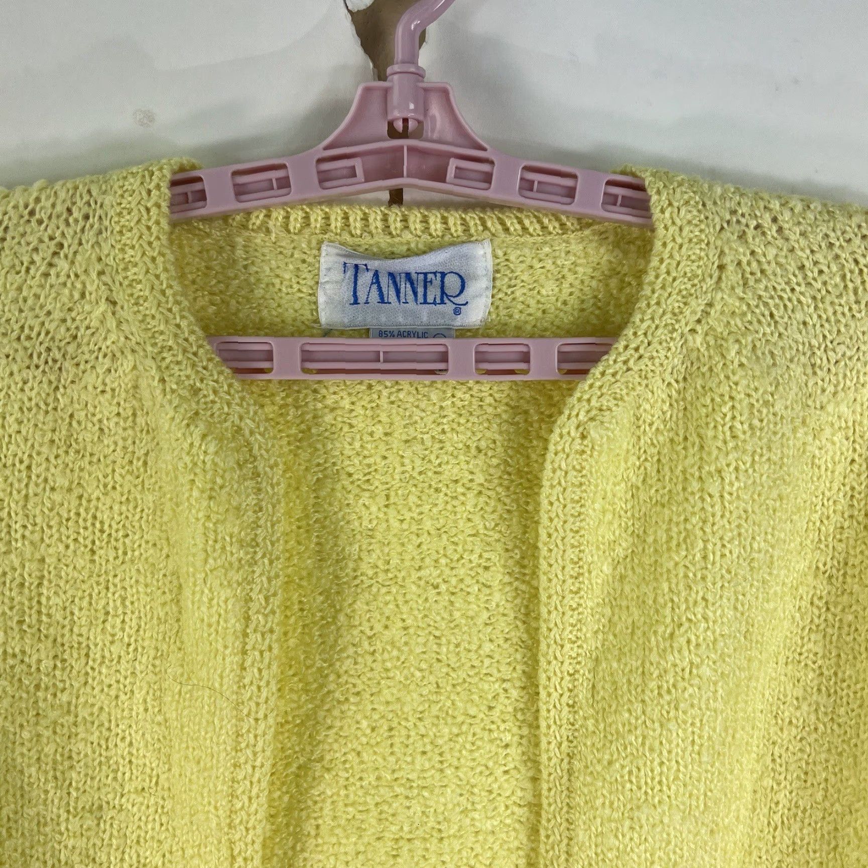 Vintage TANNER Cardigan Sweater Open Knit Wool Blend Women’s Size S Yellow Raglan Long Sleeve V-Neck Knit Open Cardigan Fall Winter Size S / US 4 / IT 40 - 2 Thumbnail