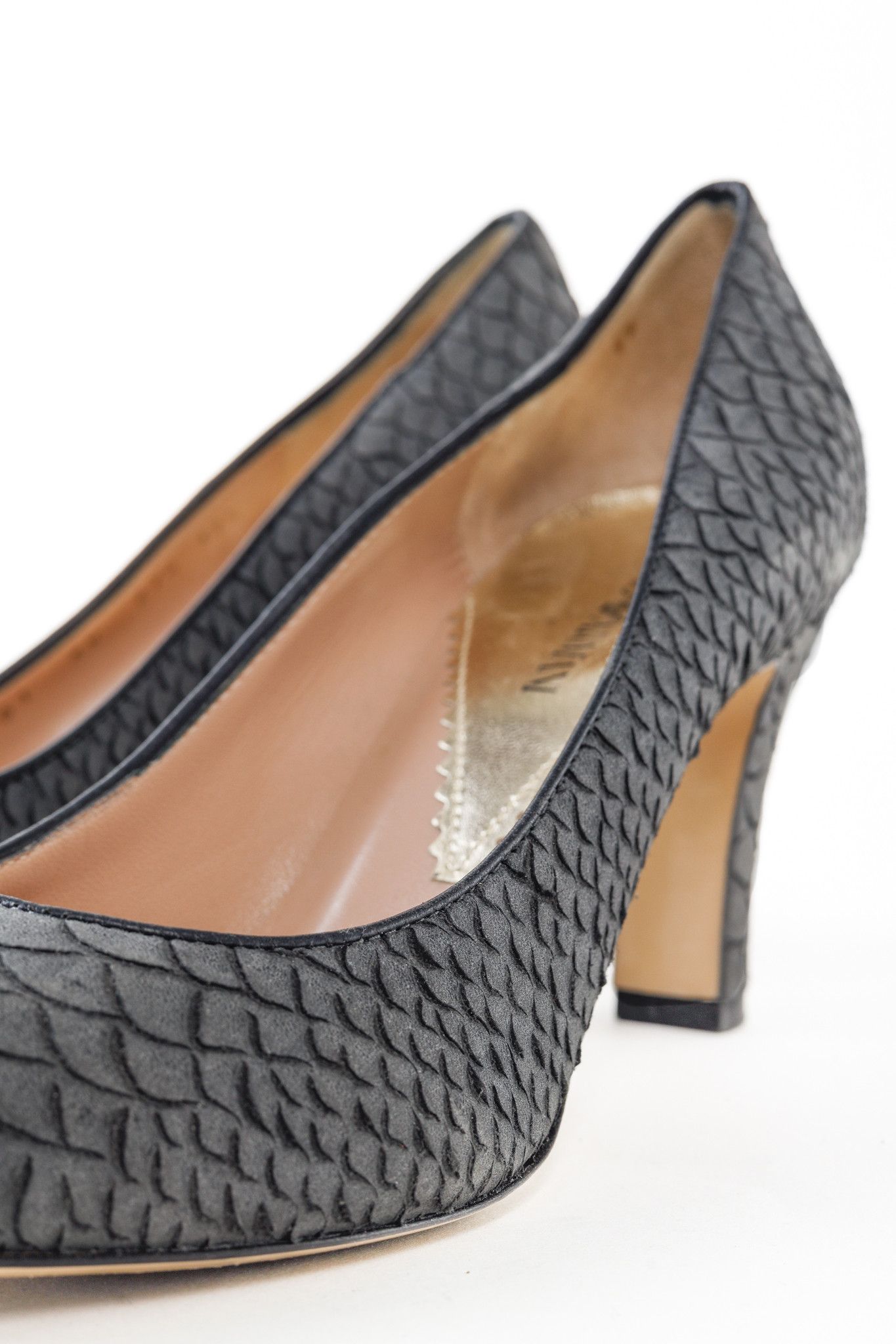 Emporio Armani Emporio Armani Snake Stamped Grey Leather Pumps Size US 7 / IT 37 - 7 Thumbnail