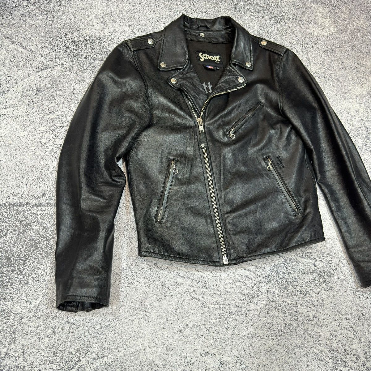 Schott Schott Mens Black Biker Jacket M size Size US M / EU 48-50 / 2 - 2 Thumbnail