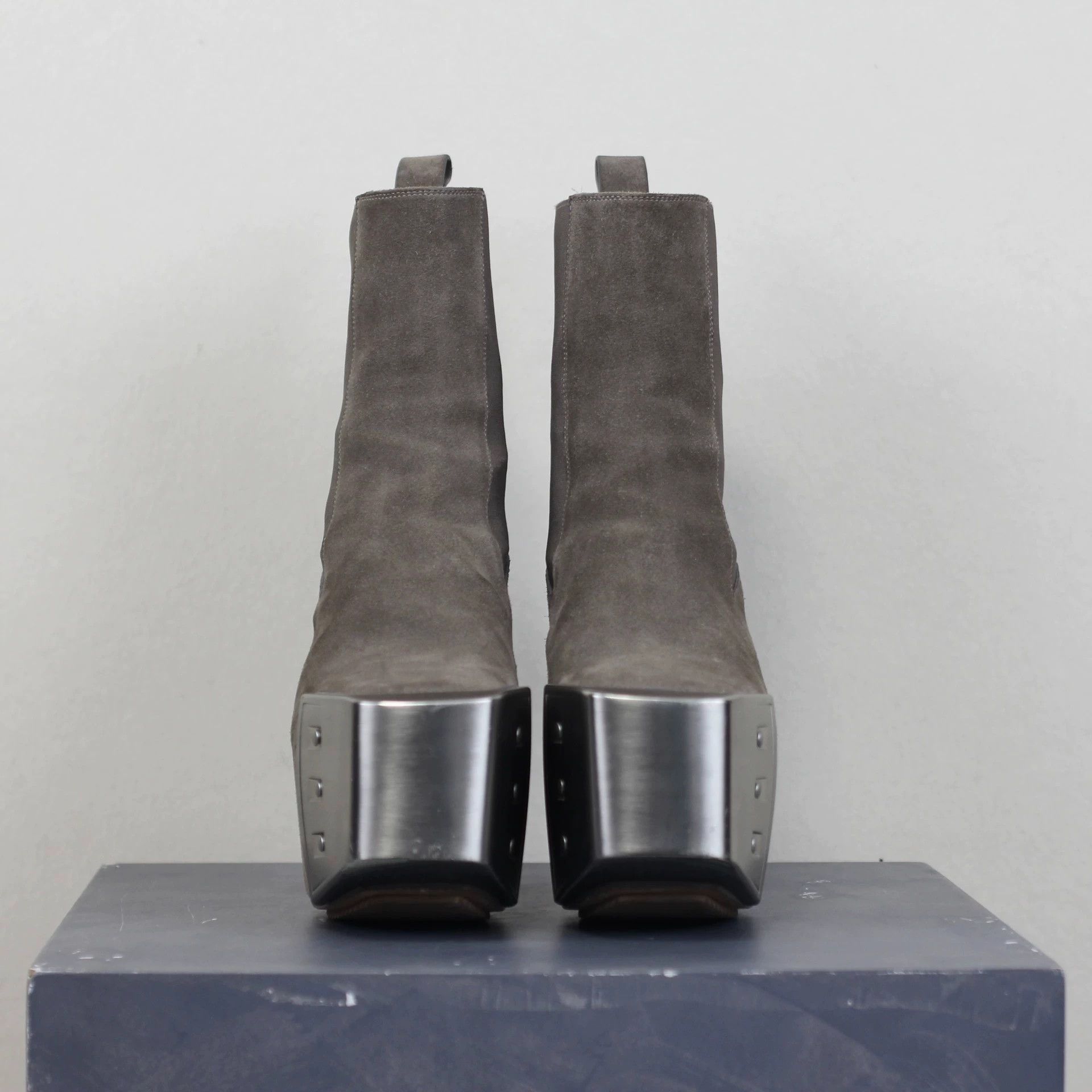 Rick Owens Rickowens Main Line Suede Silver Toe Chelsea Boots Size US 8.5 / IT 38.5 - 2 Thumbnail