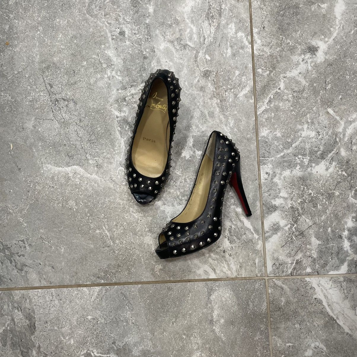 Christian Louboutin × If Six Was Nine Christian Louboutin Spike Heels Bianca Black Leather Platfor Size US 7 / IT 37 - 1 Thumbnail