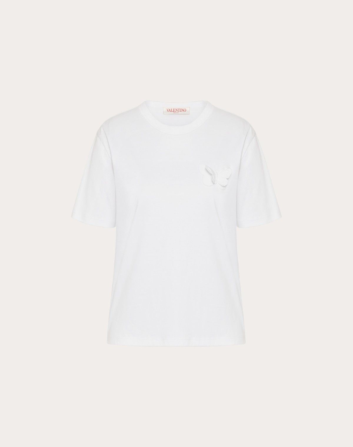 Valentino o1s1wg110525 Embroidered Jersey T-Shirt in White Size XS / US 0-2 / IT 36-38 - 1 Thumbnail