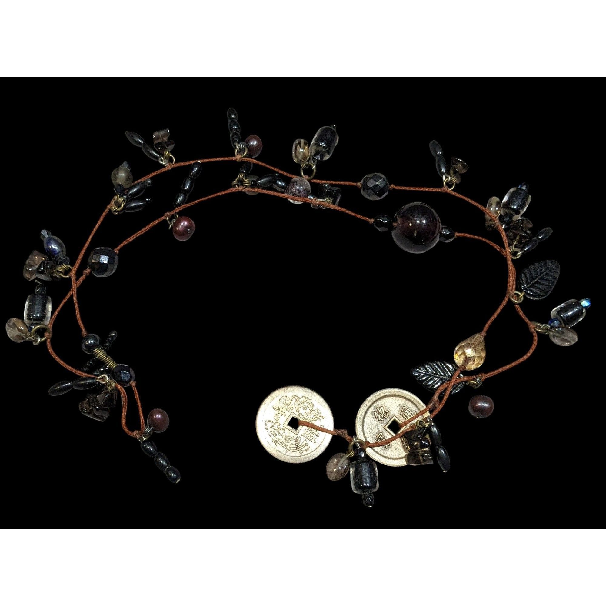Handmade Handmade Glass Charm Wrap Necklace With Vintage Coin Accents Size ONE SIZE - 2 Thumbnail