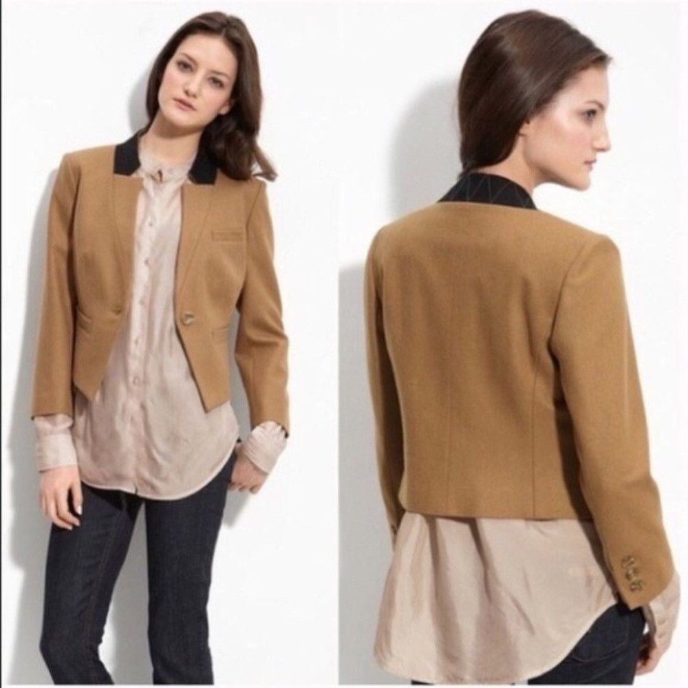 Other Trouvé Wool Cropped Camel Blazer Jacket Size L Size L / US 10 / IT 46 - 1 Thumbnail