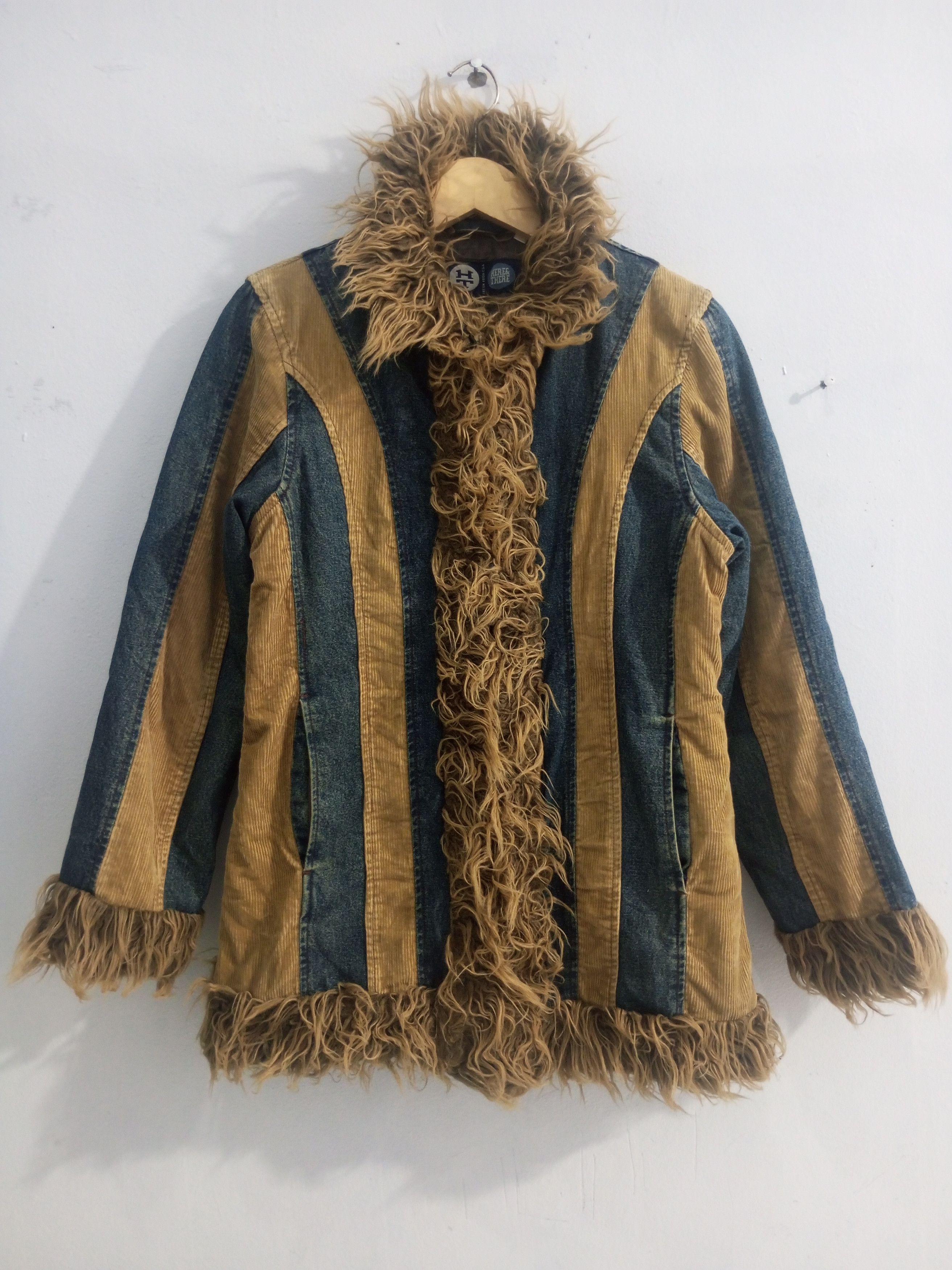 20471120 Here there fur jacket denim mix corduroy hidden pocket Size US M / EU 48-50 / 2 - 1 Thumbnail