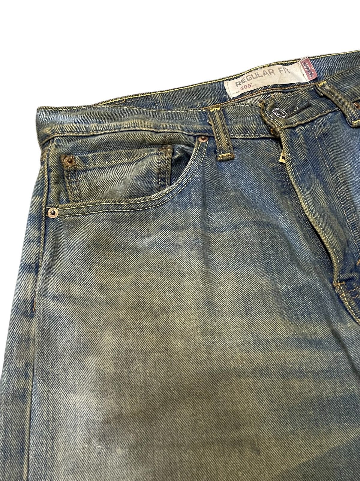 Hysteric Glamour × Levi's × Vintage Vtg Levis 505 Muddy Dirty Wash Blue Loose Jeans Size US 34 / EU 50 - 7 Thumbnail