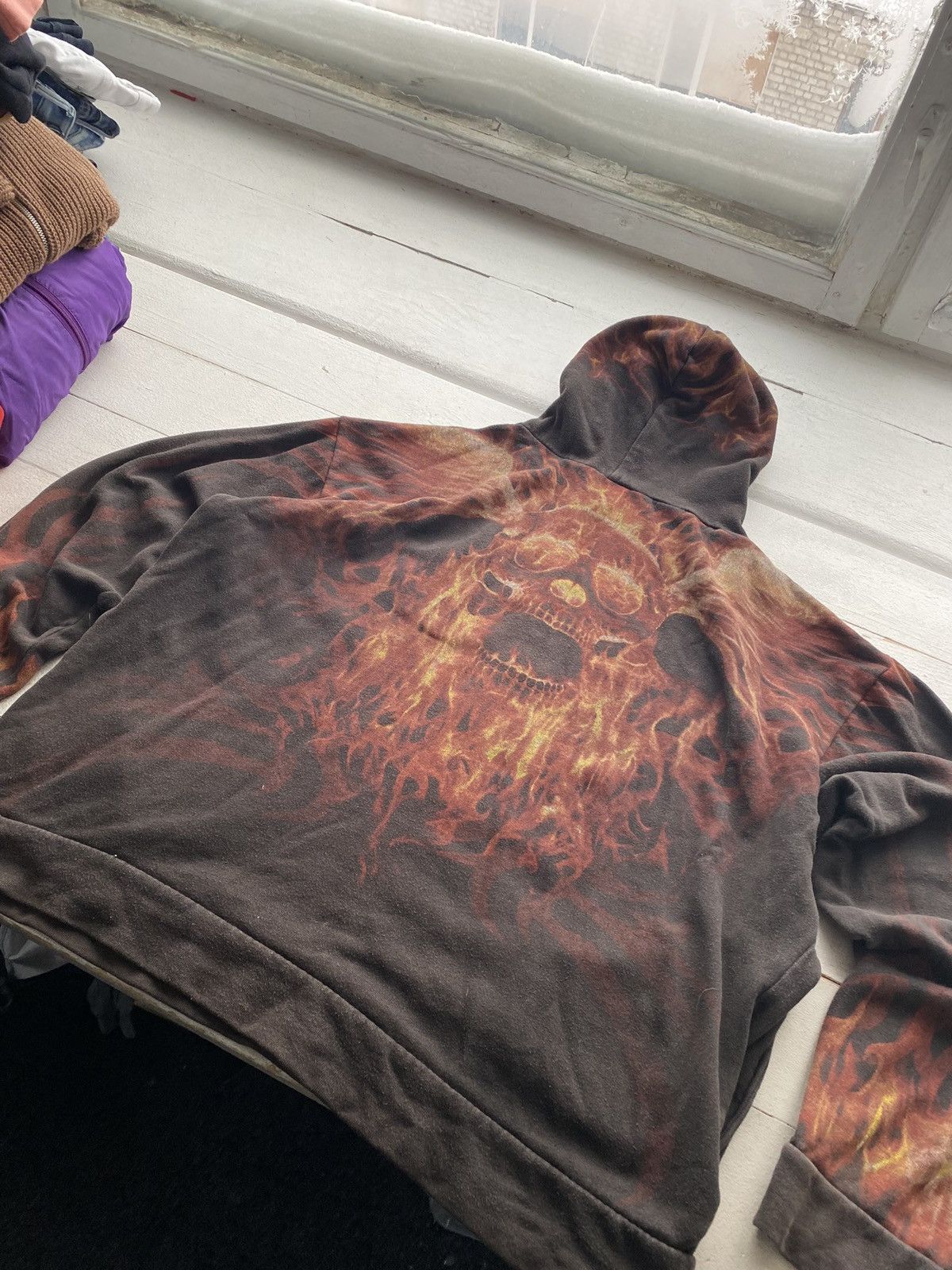 Japanese Brand 🔥Opium Punk Spiral Full Flame Skull Gothic Hoodie oversized Size US XL / EU 56 / 4 - 4 Thumbnail