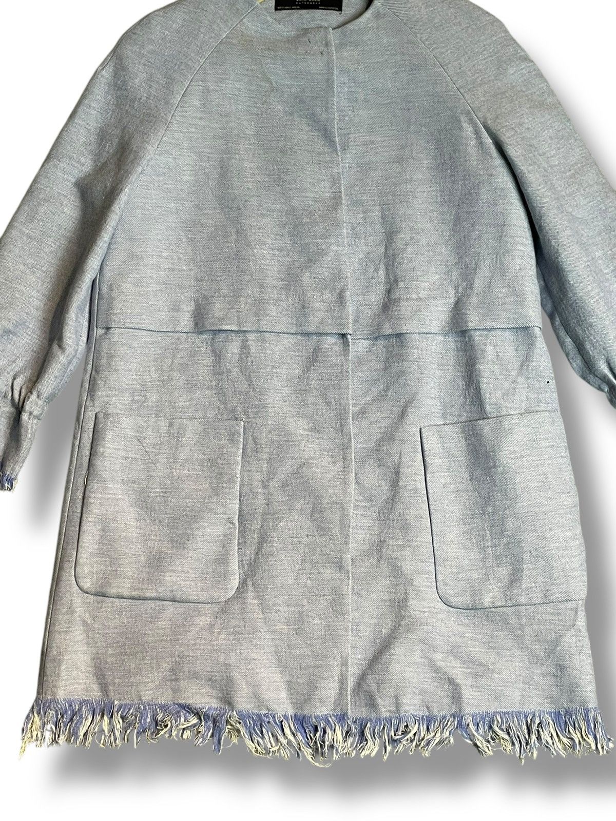 Vintage × Zara Zara x Casual Blue Frayed Hem Long Coat (26) Size US S / EU 44-46 / 1 - 4 Thumbnail
