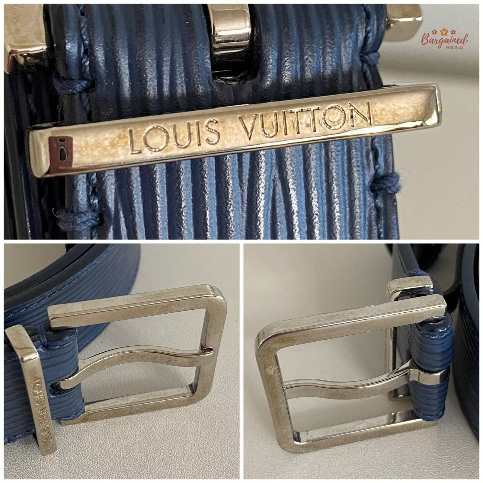 Louis Vuitton Louis Vuitton Blue Epi Leather Metal Square Buckle Belt Size 36 - 2 Thumbnail