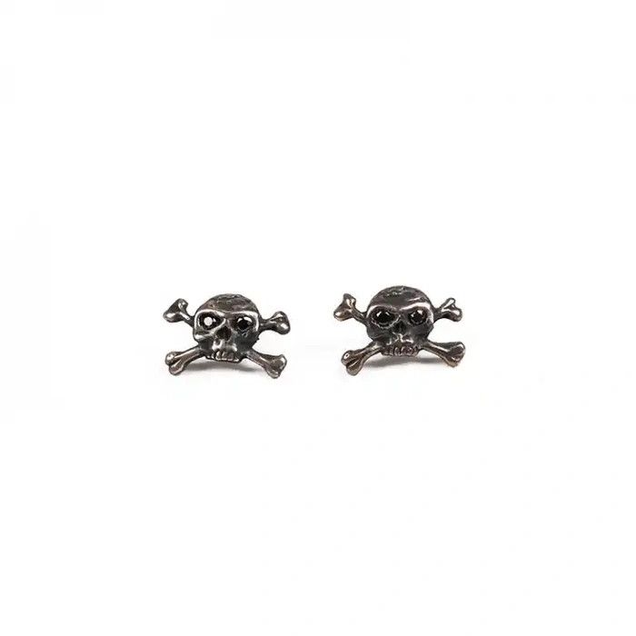 Ugo Cacciatori Onyx + silver crossbone earrings Size ONE SIZE - 1 Thumbnail