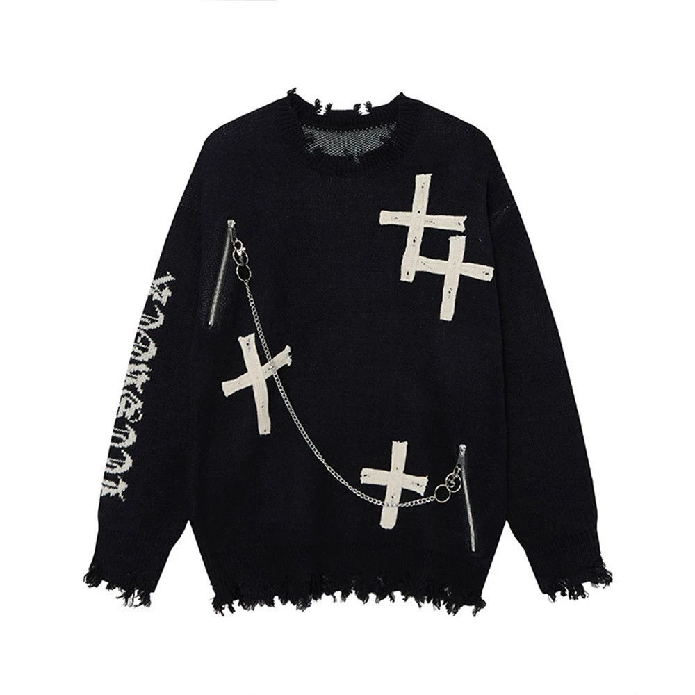 Vintage men's zipper round neck cross sweater Size US M / EU 48-50 / 2 - 1 Thumbnail