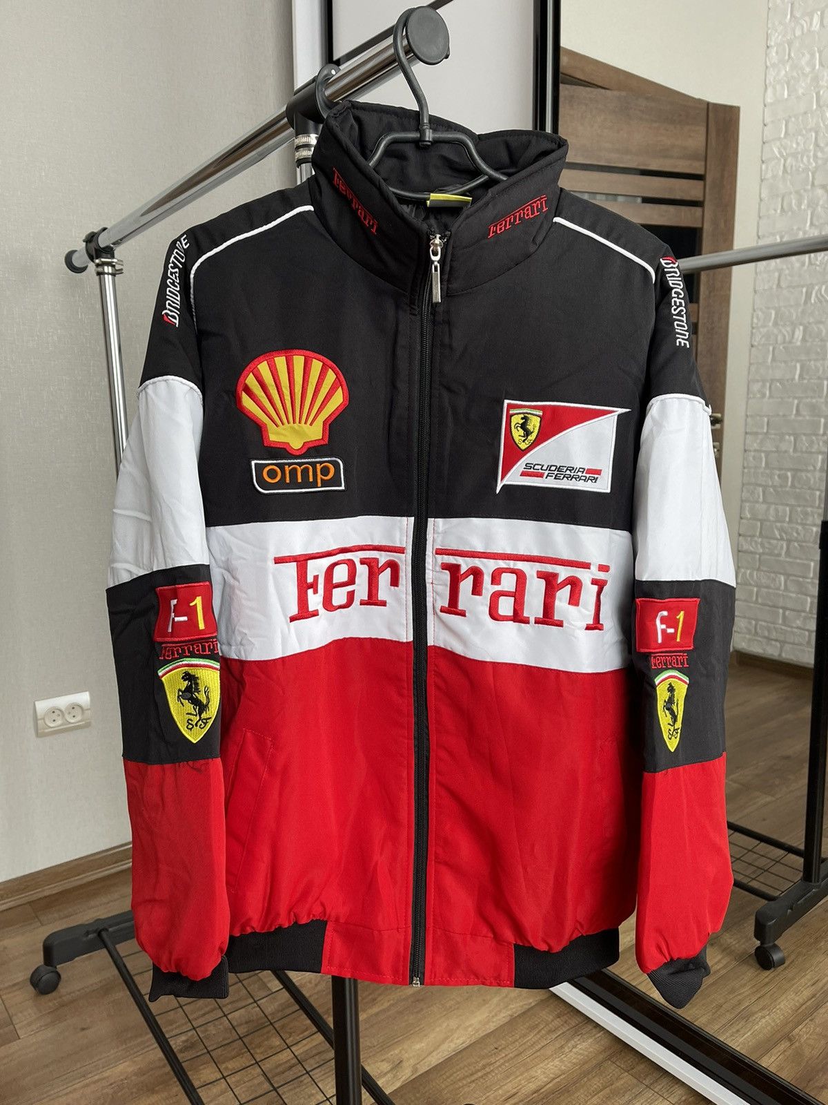 image of Ferrari Vintage Racing Jacket 90's Formula in Red/Black, Men's (Size XL)