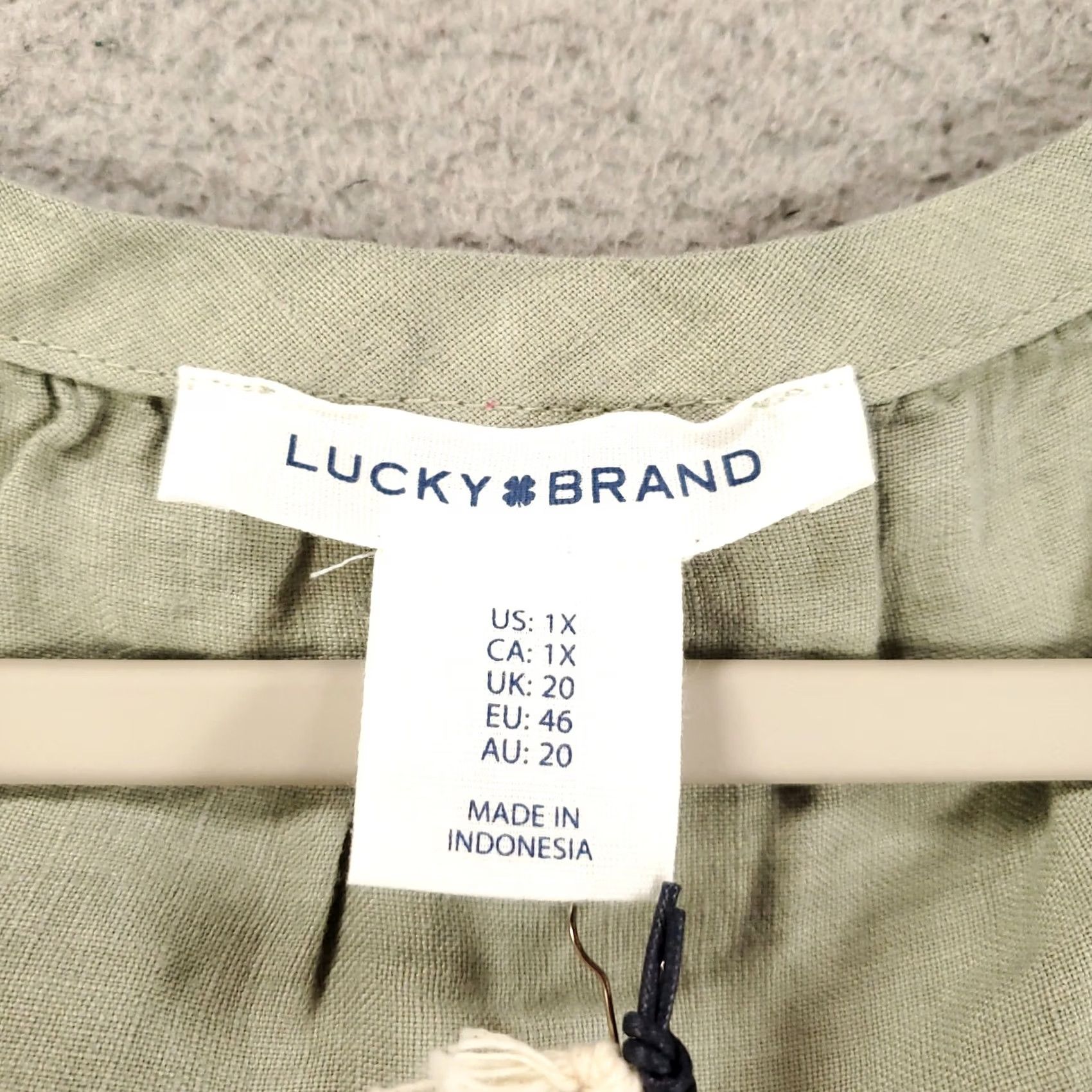 Lucky Brand Lucky Brand Linen Top Womens 1X Sleeveless Green V-Neck Blouse NWT Vintage Look Tunic Shirt Ladies Bohemian Casual Business Party Vestido? Size XL / US 12-14 / IT 48-50 - 4 Thumbnail