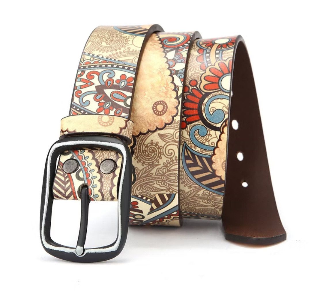 PPFM 💥Cowhide pure leather print graffiti belt Size ONE SIZE - 2 Thumbnail