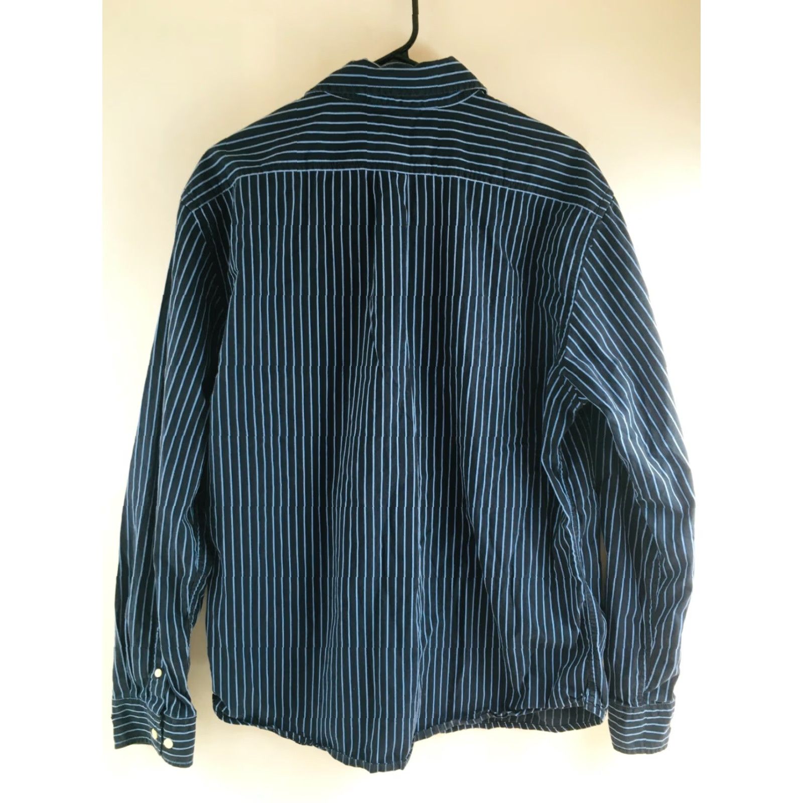 Gap Gap Shirt Men Large Black Blue Striped Long Sleeve Button-Up Classic Fit Size US L / EU 52-54 / 3 - 2 Thumbnail