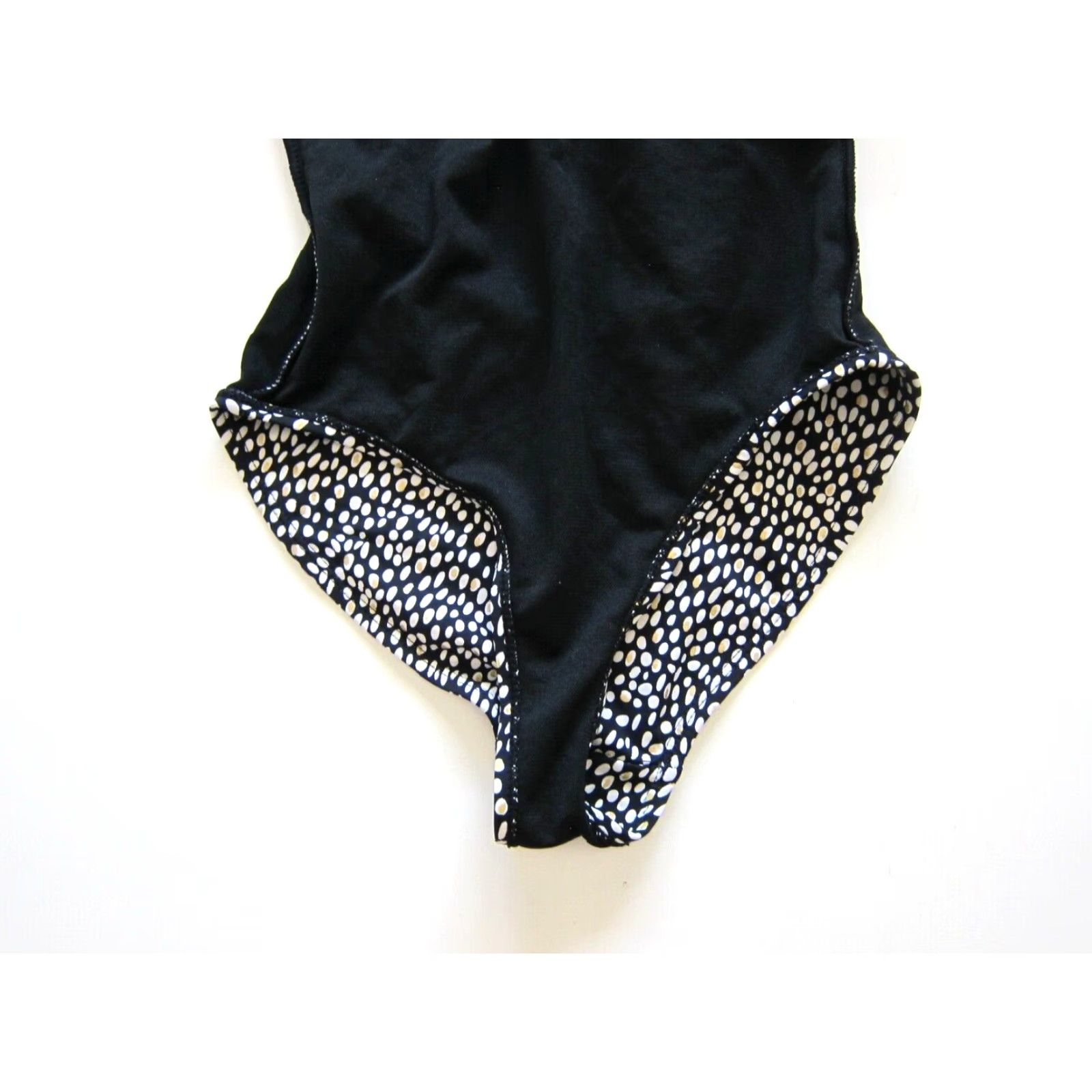 Vintage Atmosphere One Piece Halter Swimsuit Women 2 Black Polka Dot Built-In Bra Size ONE SIZE - 7 Thumbnail