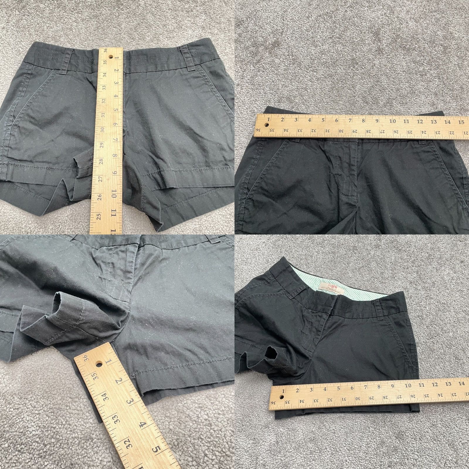J.Crew VINTAGE J. Crew Chino Shorts Womens 00 Black Mid Rise Cotton Pockets Casual Size 24" / US 00 / IT 34 - 8 Thumbnail