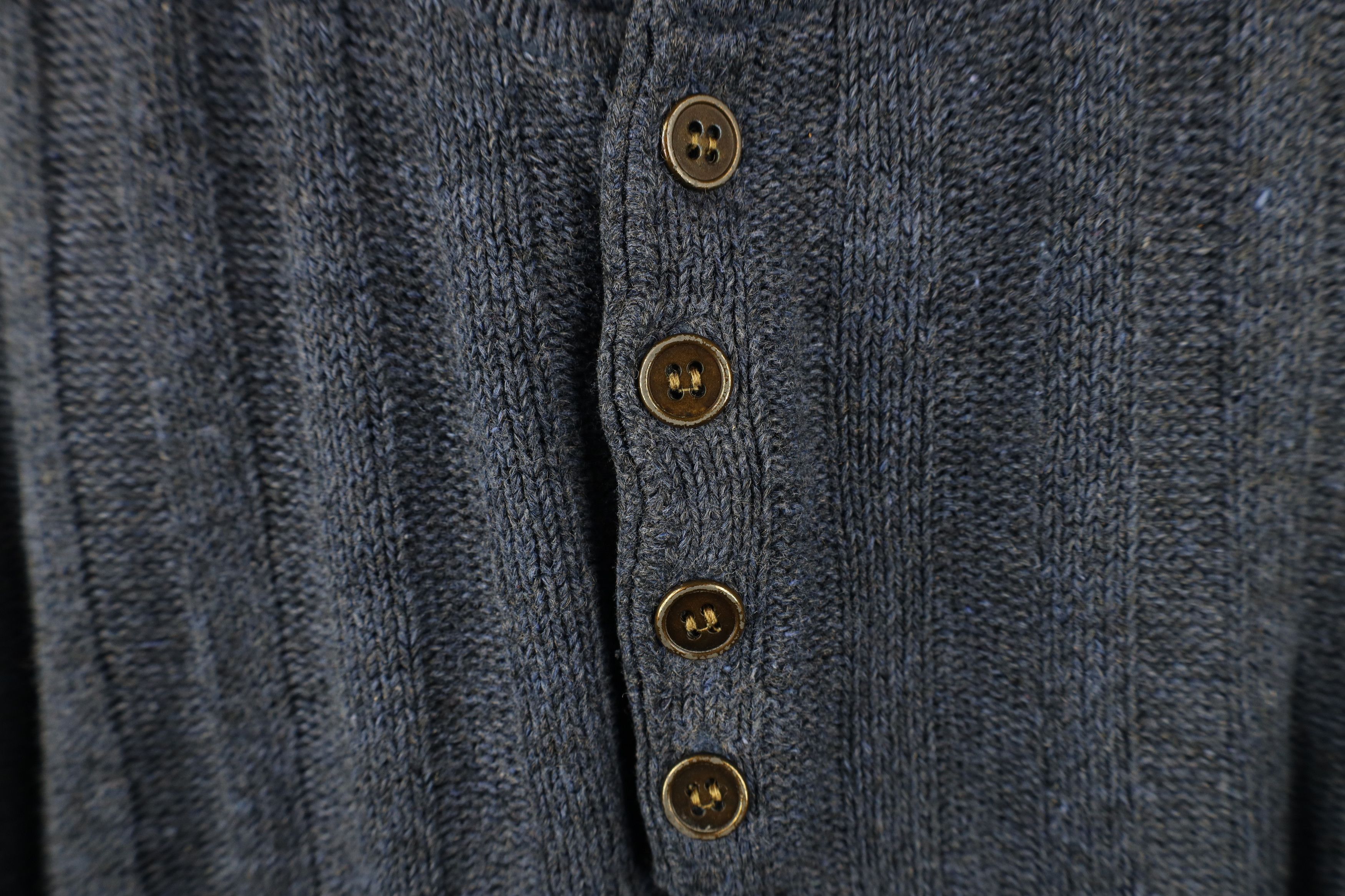 Vintage Vintage 90s Streetwear Ribbed Marled Knit Henley Sweater Size US L / EU 52-54 / 3 - 4 Thumbnail