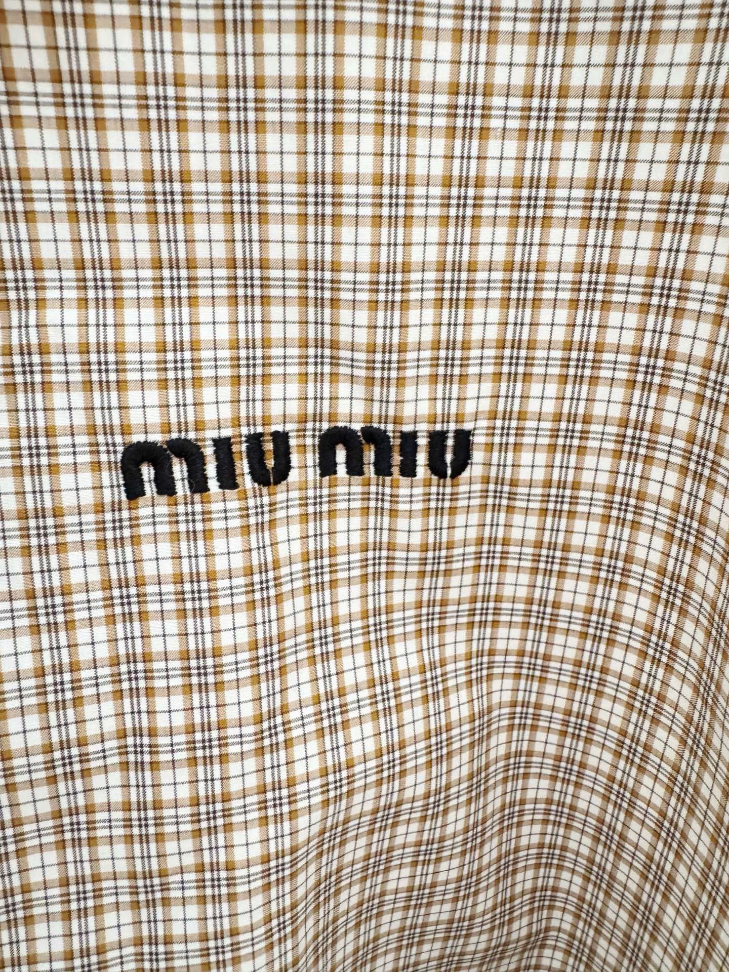 Miu Miu MIUMIU 25ss Khaki Check Colorblocked Shirt 38 Size XS / US 0-2 / IT 36-38 - 4 Thumbnail