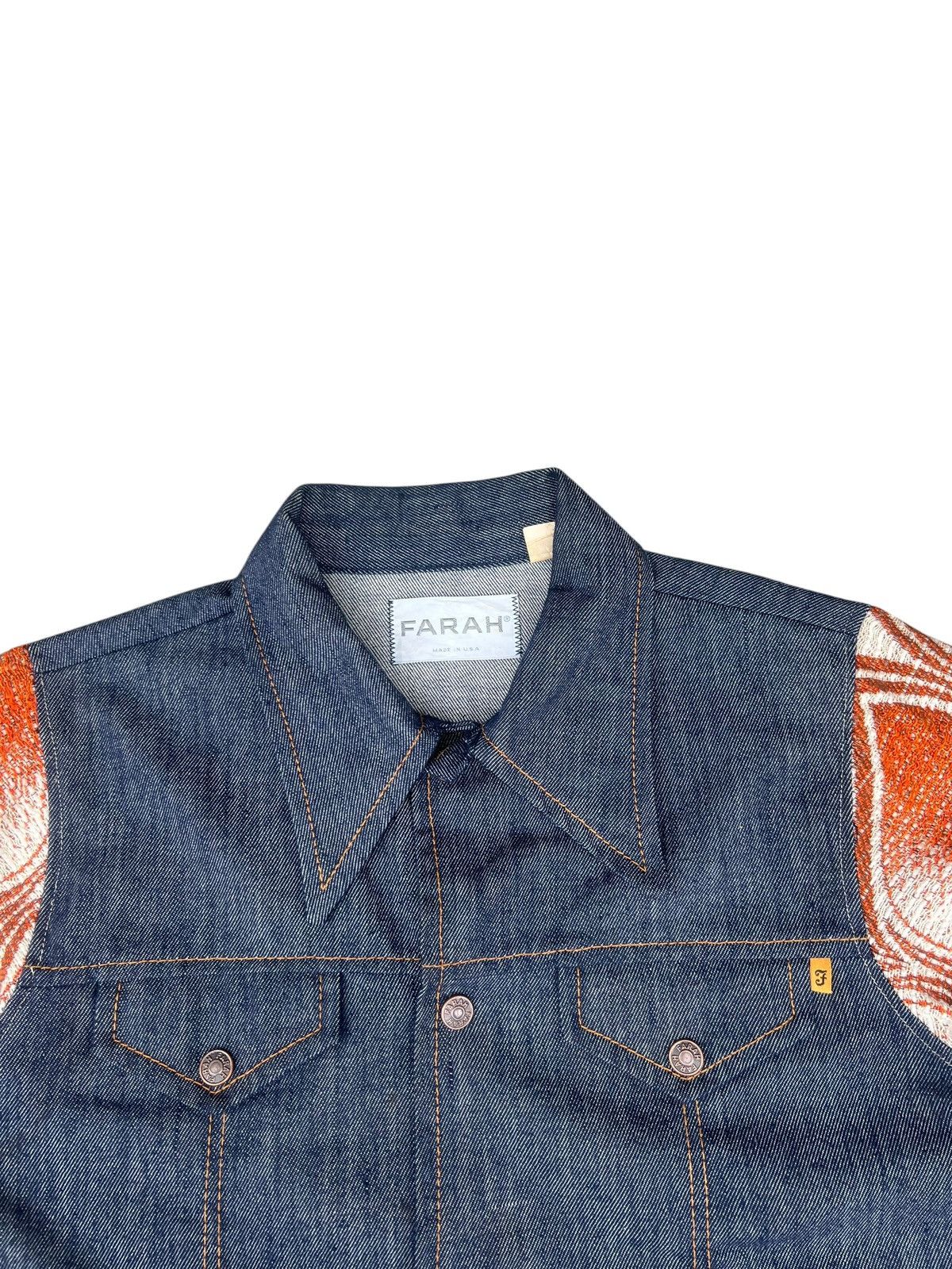 Farah Vintage 70s FARAH Hybrid Denim Trucker Cropped Jacket Size US S / EU 44-46 / 1 - 9 Thumbnail