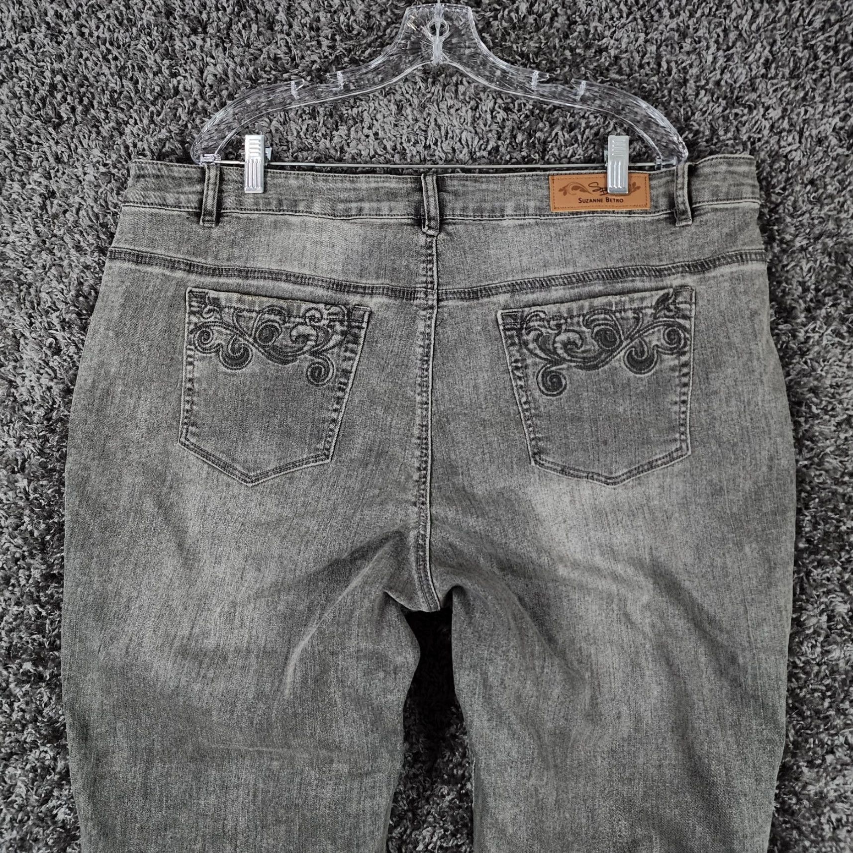 Vintage Suzanne Betro Jeans Women Size 22 Gray Mid Rise Seamed Slit Front Ankle Skinny Womens Size 40" / US 18 - 8 Thumbnail