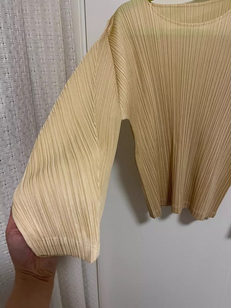 Issey Miyake Issey Miyake size:3 Yellow pleated long-sleeved shirt Size L / US 10 / IT 46 - 3 Thumbnail
