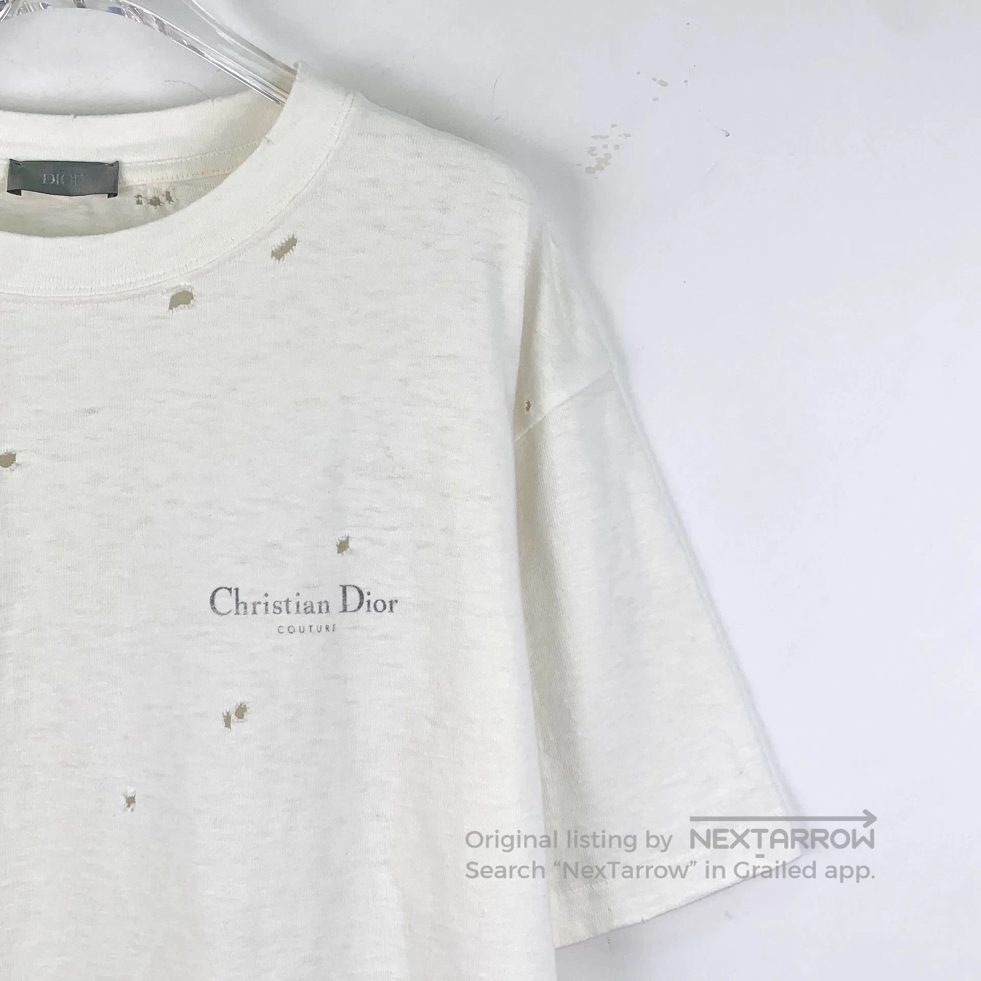Dior dior white distressed logo t-shirt. Size US M / EU 48-50 / 2 - 3 Thumbnail