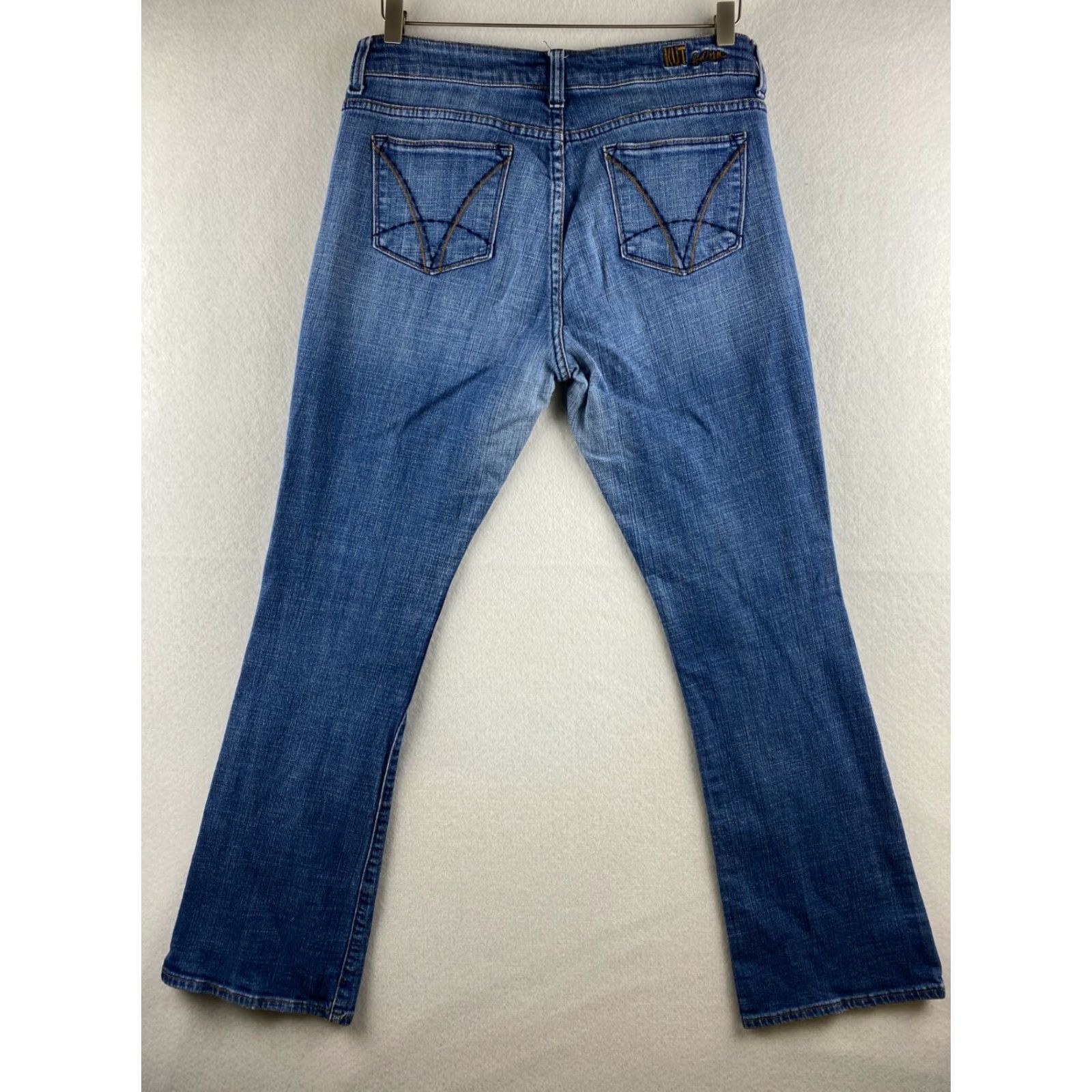 Vintage KUT from the Kloth Jeans Womens 8 Blue Bootcut Stretch Denim Dark Distressed Size 30" / US 8 / IT 44 - 7 Thumbnail