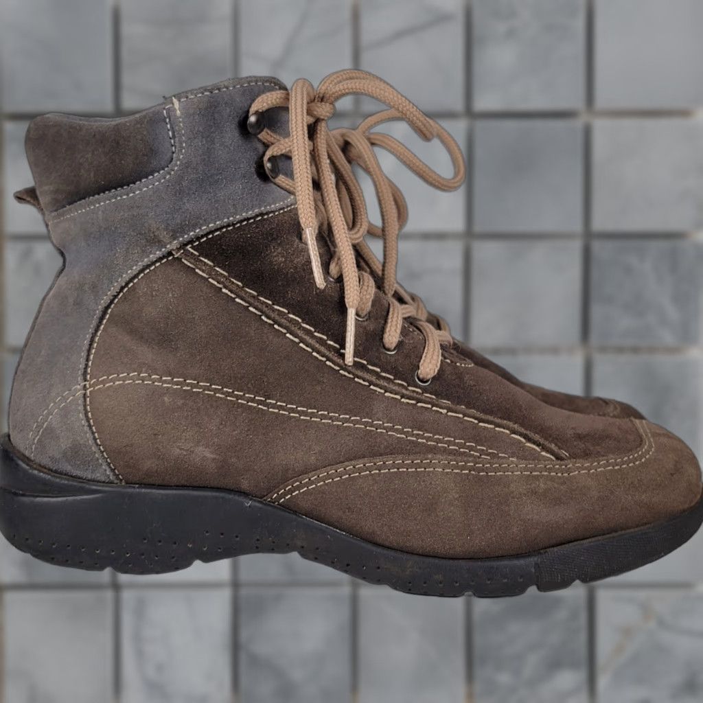 Vintage La Canadienne Boots Women US 7.5 Brown Suede Lace Up Winter Waterproof Fur Trim Logo Womens Size US 8 / IT 38 - 1 Thumbnail