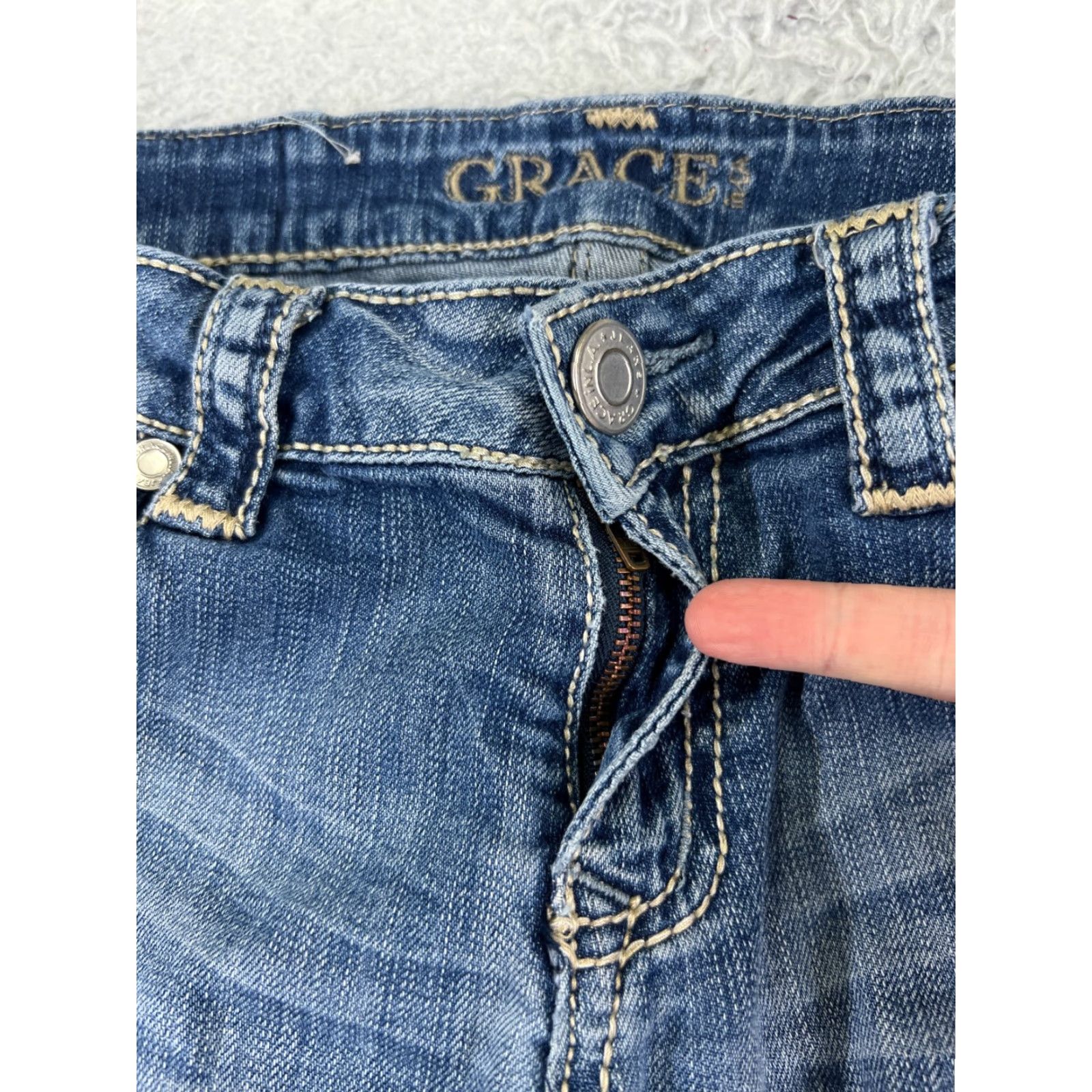 Grace in LA Grace In LA Jeans Womens 29 Blue Denim Wide-Leg Low Rise Embroidered 29x26 Size 29" - 5 Thumbnail