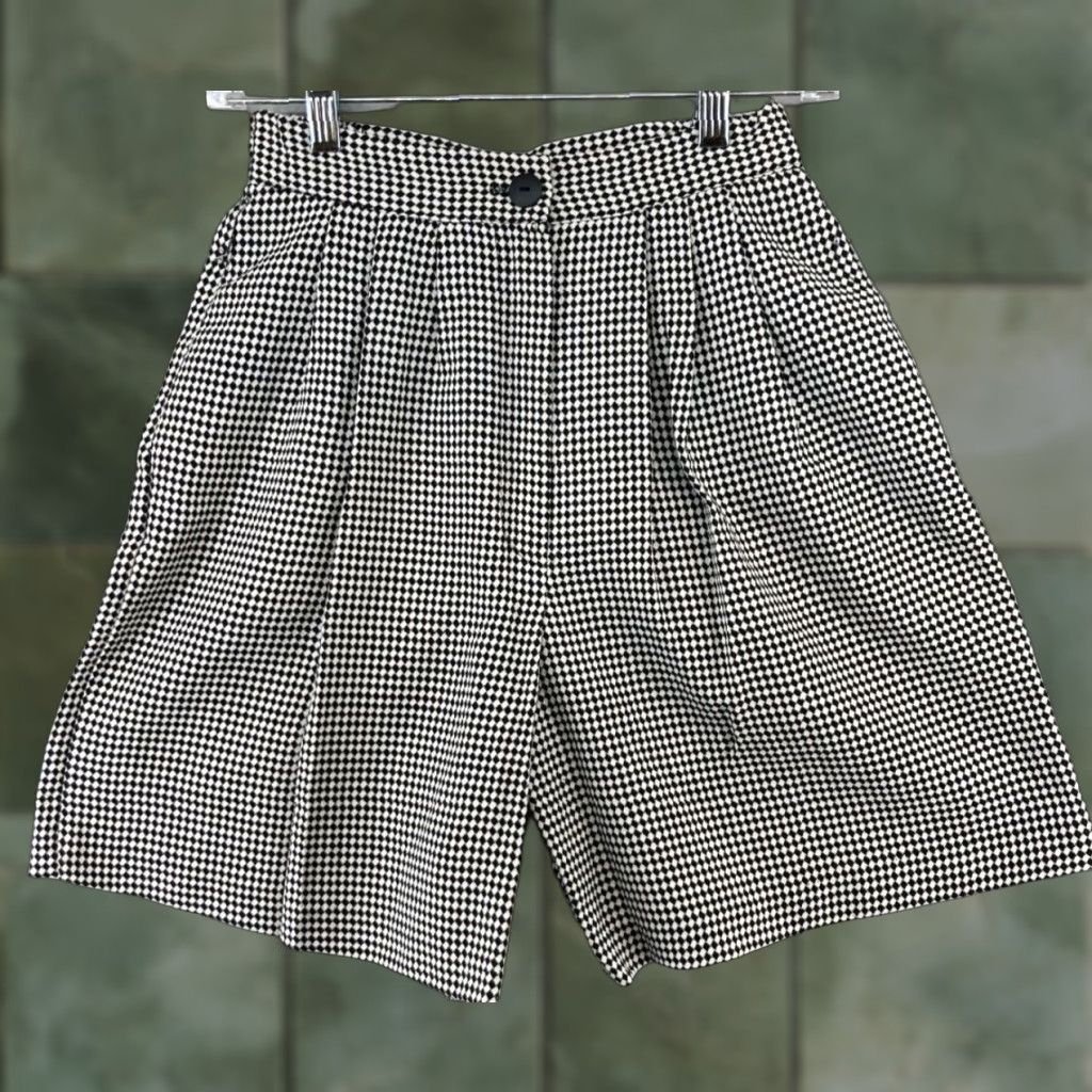 Vintage Kensington Square Womens Trouser Shorts 10 PETITE USA MADE Checkered High Waist Size 32" / US 10 / IT 46 - 1 Thumbnail