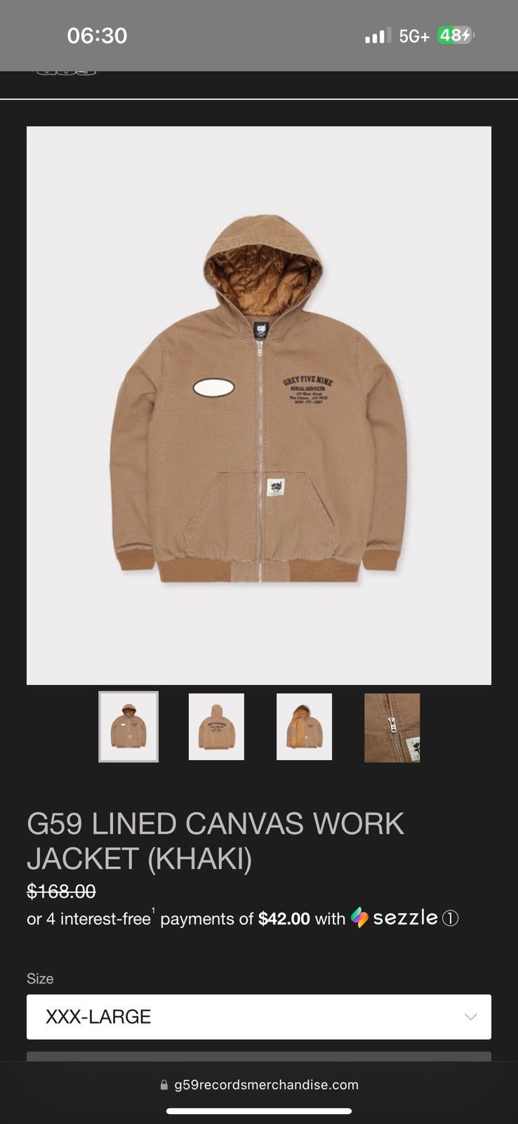 G59 Records G59 LINED CANVAS WORK JACKET (KHAKI) Size US XXL / EU 58 / 5 - 1 Thumbnail