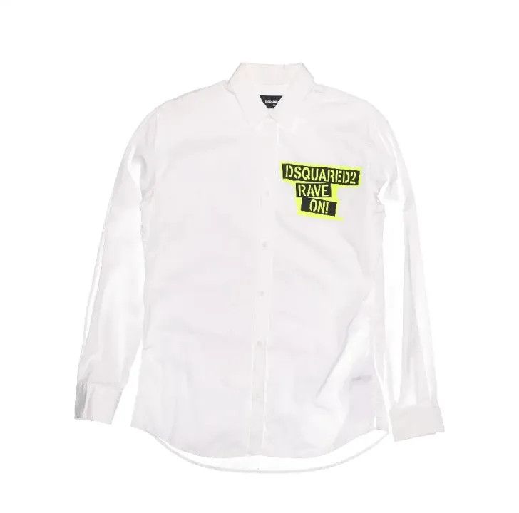 Dsquared2 DSQUARED2 White Long Sleeve Shirt with Print 0079 Size US M / EU 48-50 / 2 - 1 Thumbnail