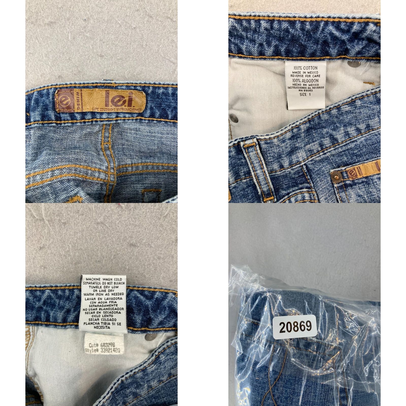 Vintage LEI Skirt Womens Denim Mini Blue Vintage Cotton Mexico Made 1 Short 90s Retro Pockets Size 25" / US 0 / IT 36 - 8 Thumbnail
