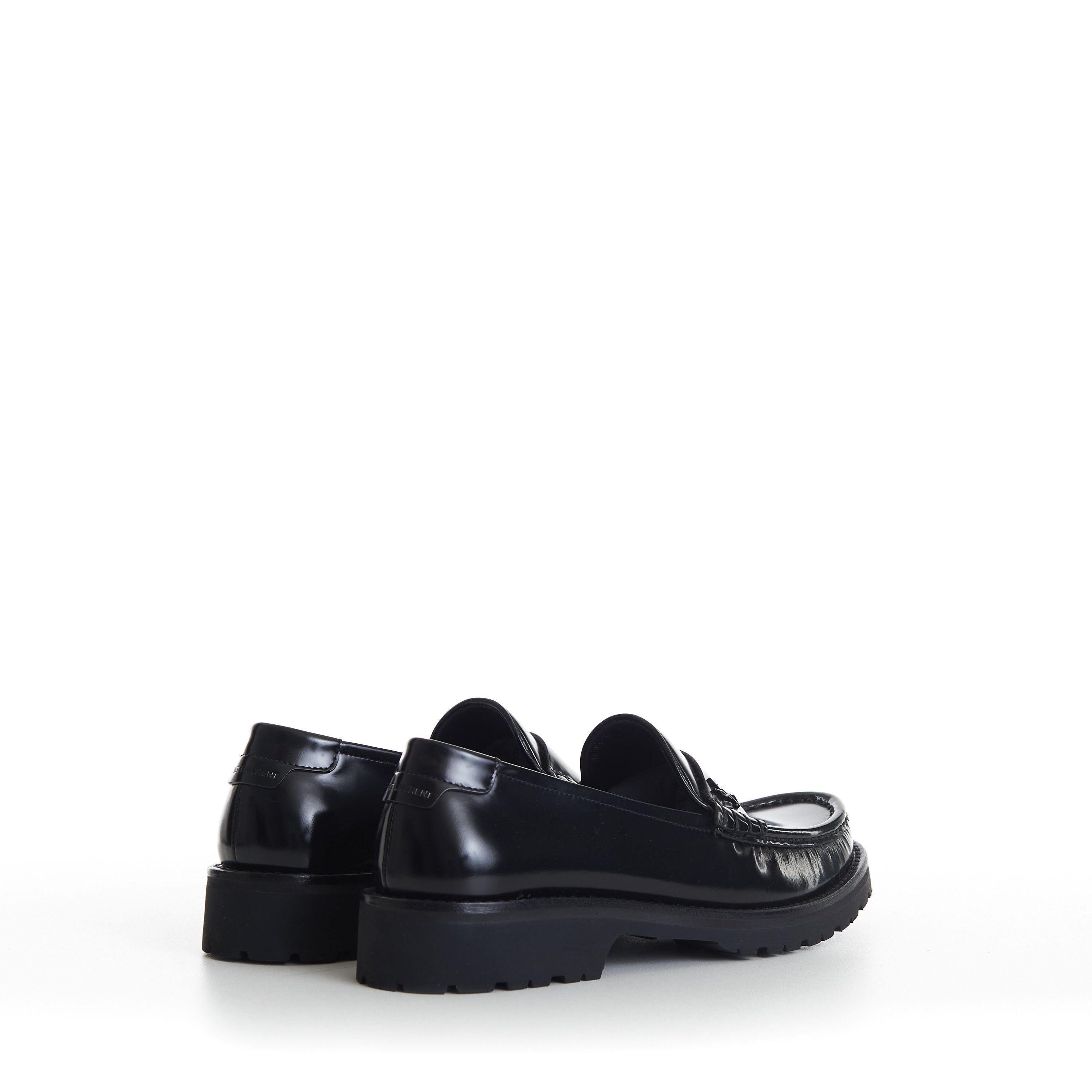 Saint Laurent Paris Black Penny Loafers - Chunky Sole, Glazed Leather, YSL Size US 11 / EU 44 - 9 Thumbnail