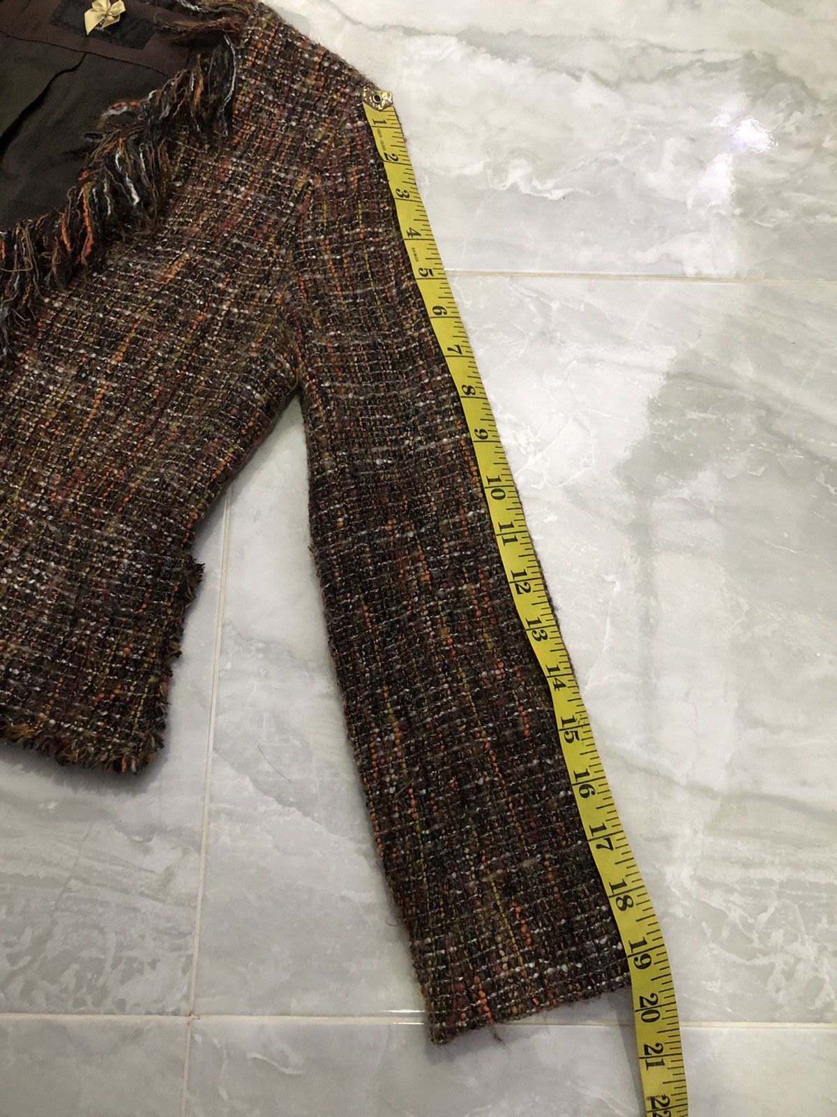 Yohji Yamamoto Ined Ponte Torto Tweed Cropped Jacket Japan Size XXS / US 00 / IT 34 - 17 Thumbnail