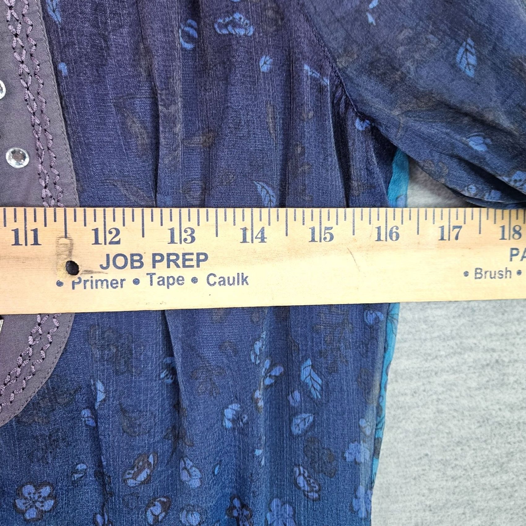 Esprit EDC by Esprit Floral Chiffon Dress Women's XS Blue Floral Stud Detail Boho A-Line Casual 3/4 Sleeve Size XS / US 0-2 / IT 36-38 - 6 Thumbnail