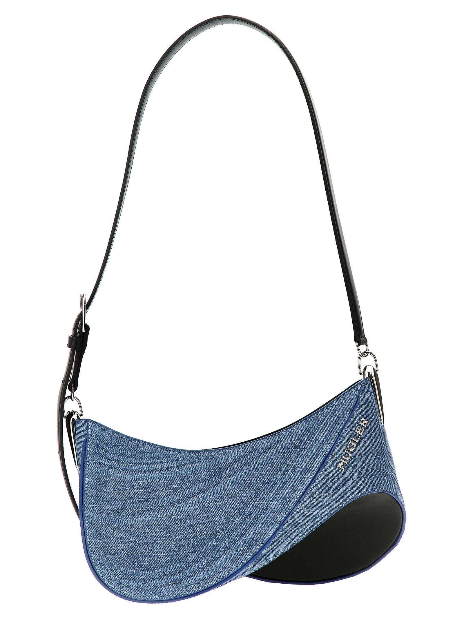 Mugler 'medium Denim Spiral Curve 01' Shoulder Bag, Women's