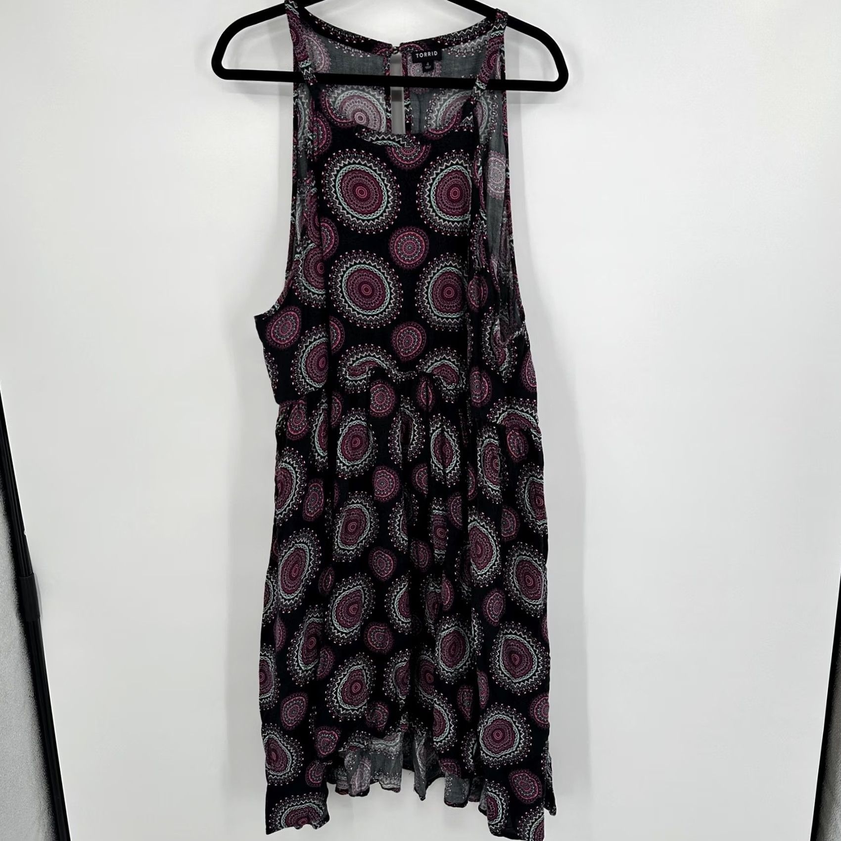 Torrid VINTAGE? No. Torrid Dress Womens 4 Black Pink Boho Mandala Print Sleeveless High Low Rayon Dress? 4? Size S / US 4 / IT 40 - 3 Thumbnail