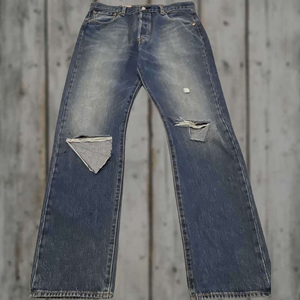 Levi's Levi’s 501 ‘93 Straight Jeans Men 36x34 Blue Button Fly Thrashed Faded NWT Size US 36 / EU 52 - 1 Thumbnail